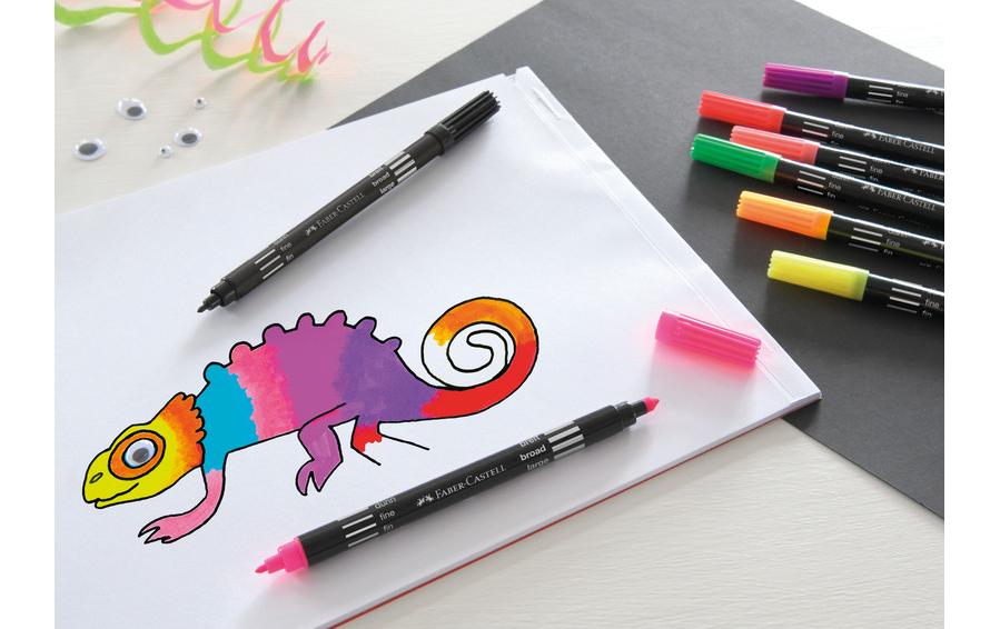 Faber-Castell Filzstifte, Strichbreite 0,5 + 1,0 mm, auswaschbar, 10 Farben
