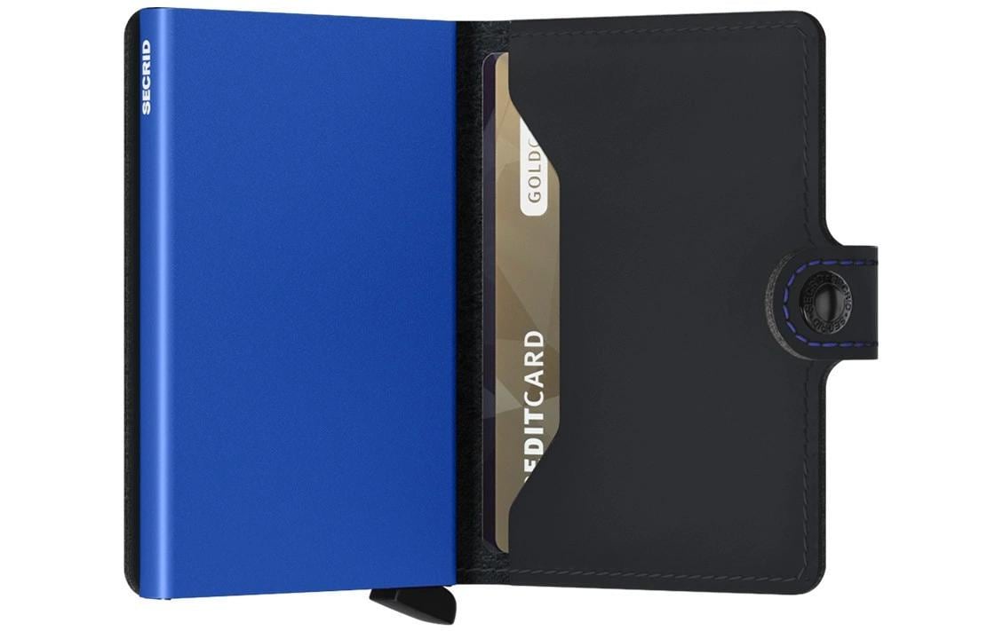 Secrid Miniwallet Kartenetui – RFID-Schutz, Schnappverschluss – 65×102×21 mm – 10 Karten – Schwarz/Blau