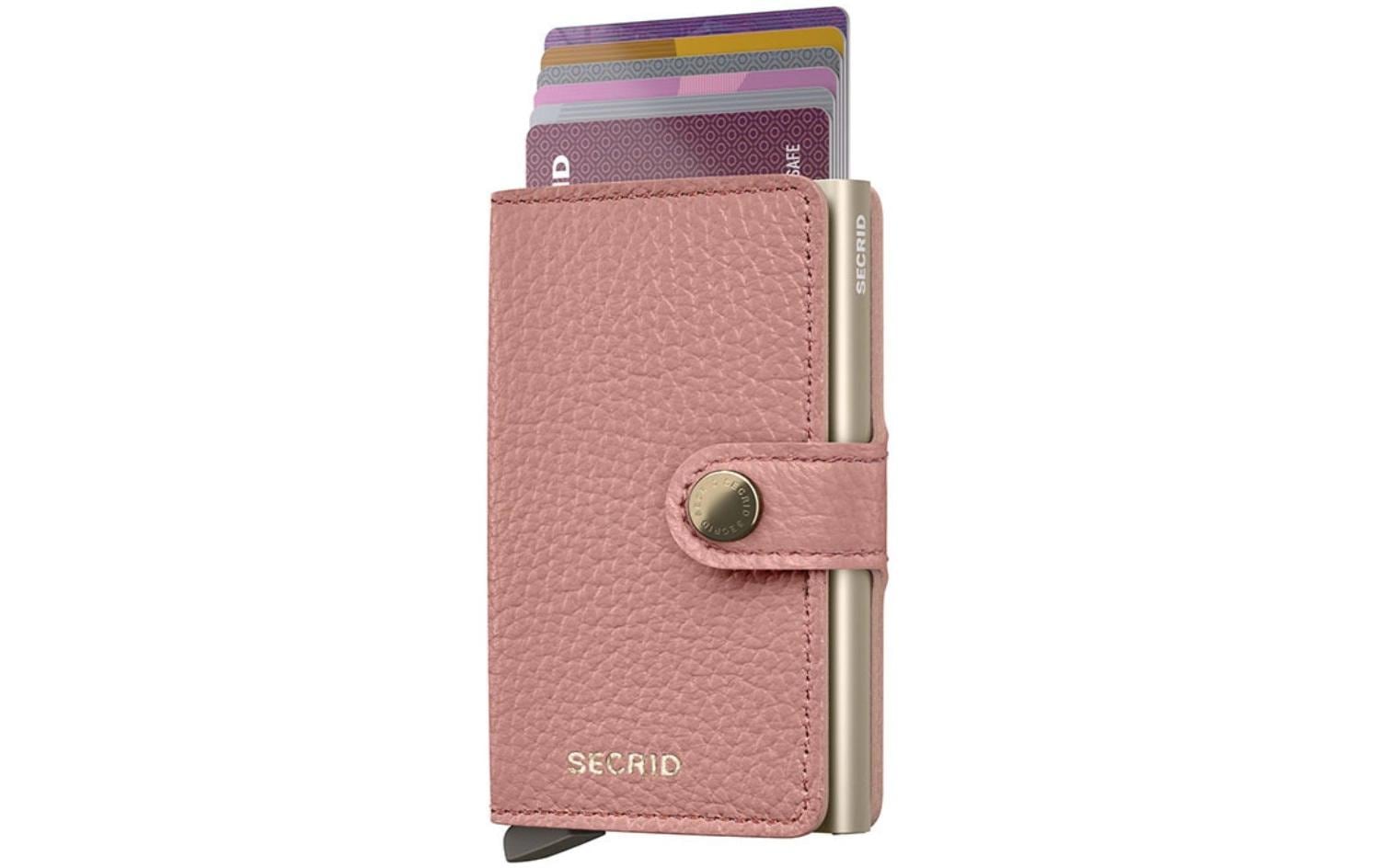 Secrid Kartenetui Miniwallet – RFID-Schutz, 10 Karten – 65 × 21 × 102 mm – Pebble Rose – Leder