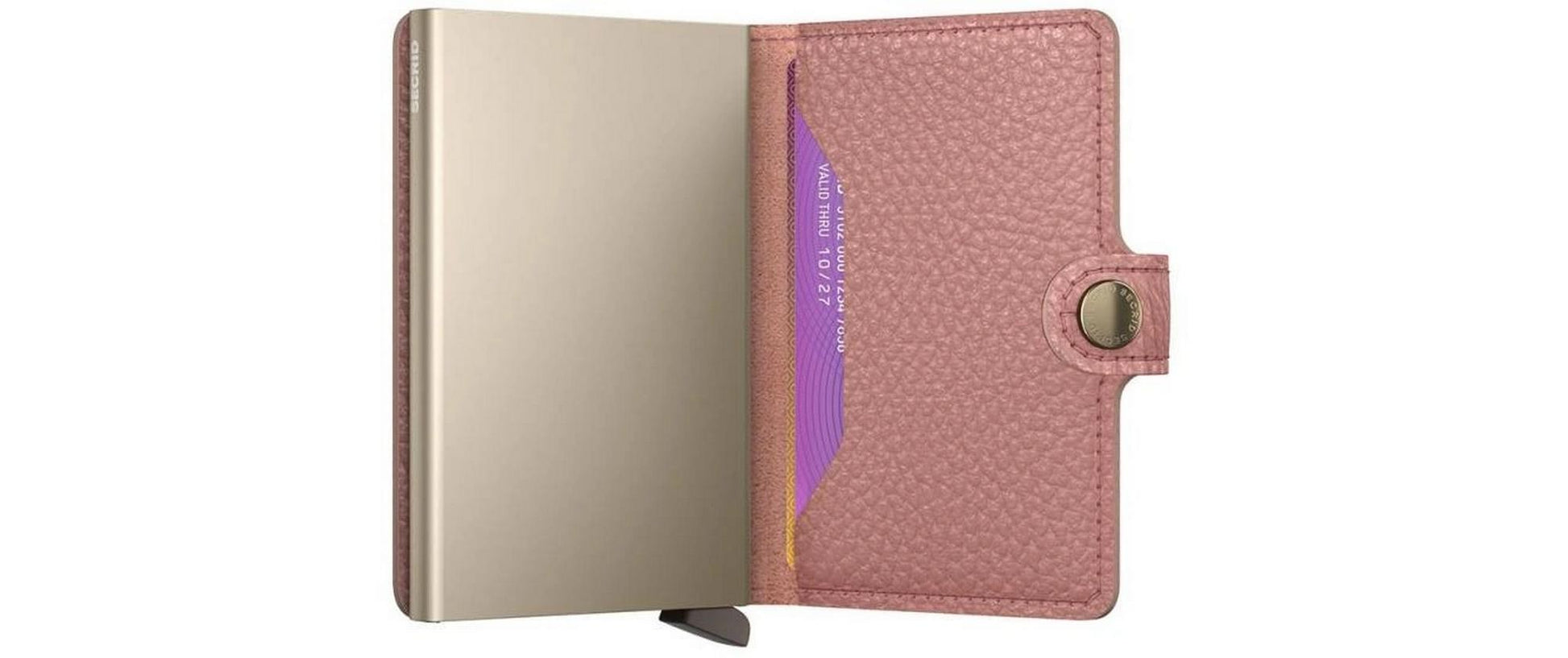 Secrid Kartenetui Miniwallet – RFID-Schutz, 10 Karten – 65 × 21 × 102 mm – Pebble Rose – Leder