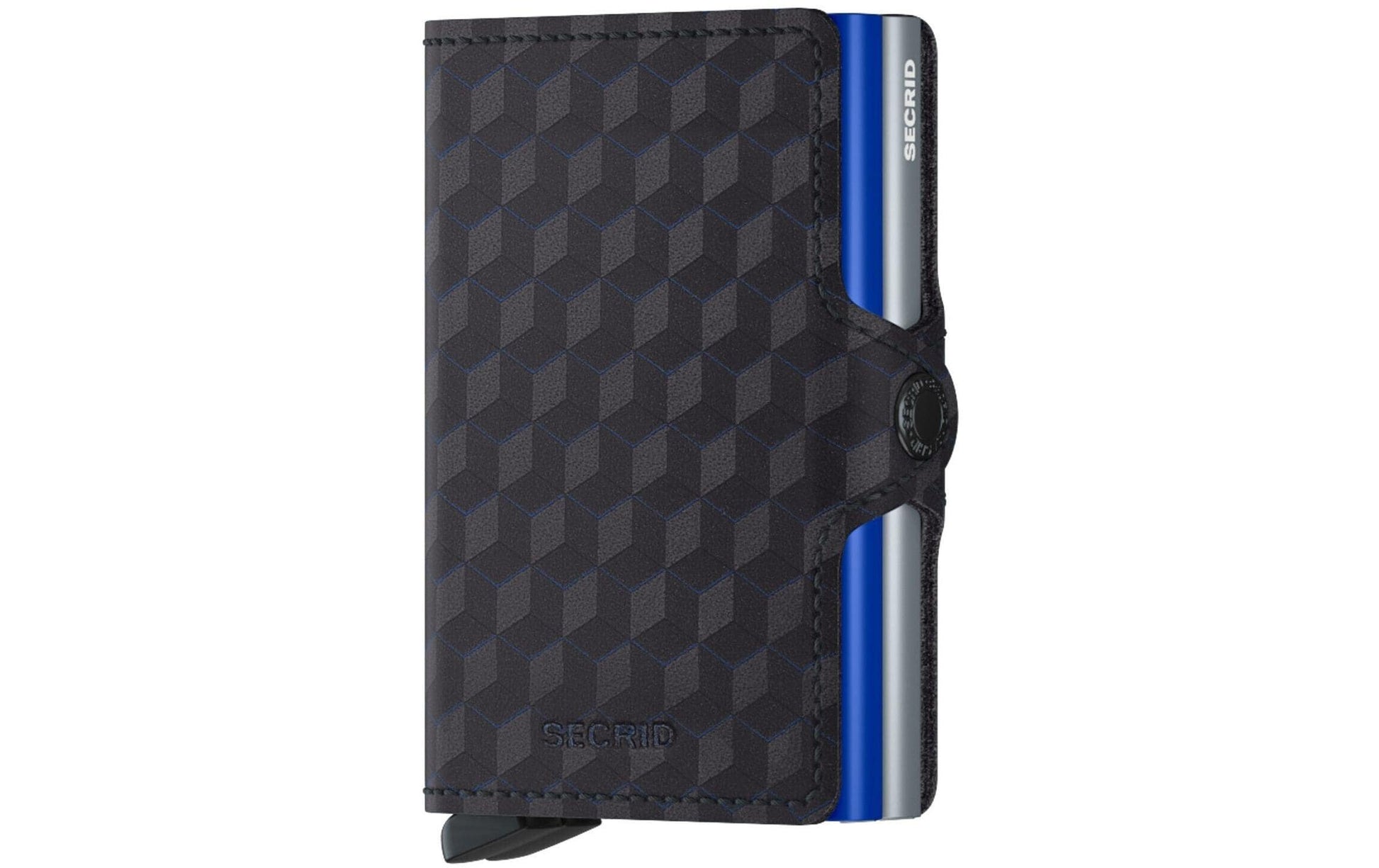 Secrid Twinwallet Kartenetui – RFID-Schutz, 16 Karten – 70×25×102 mm – Aluminium, Leder – Blau