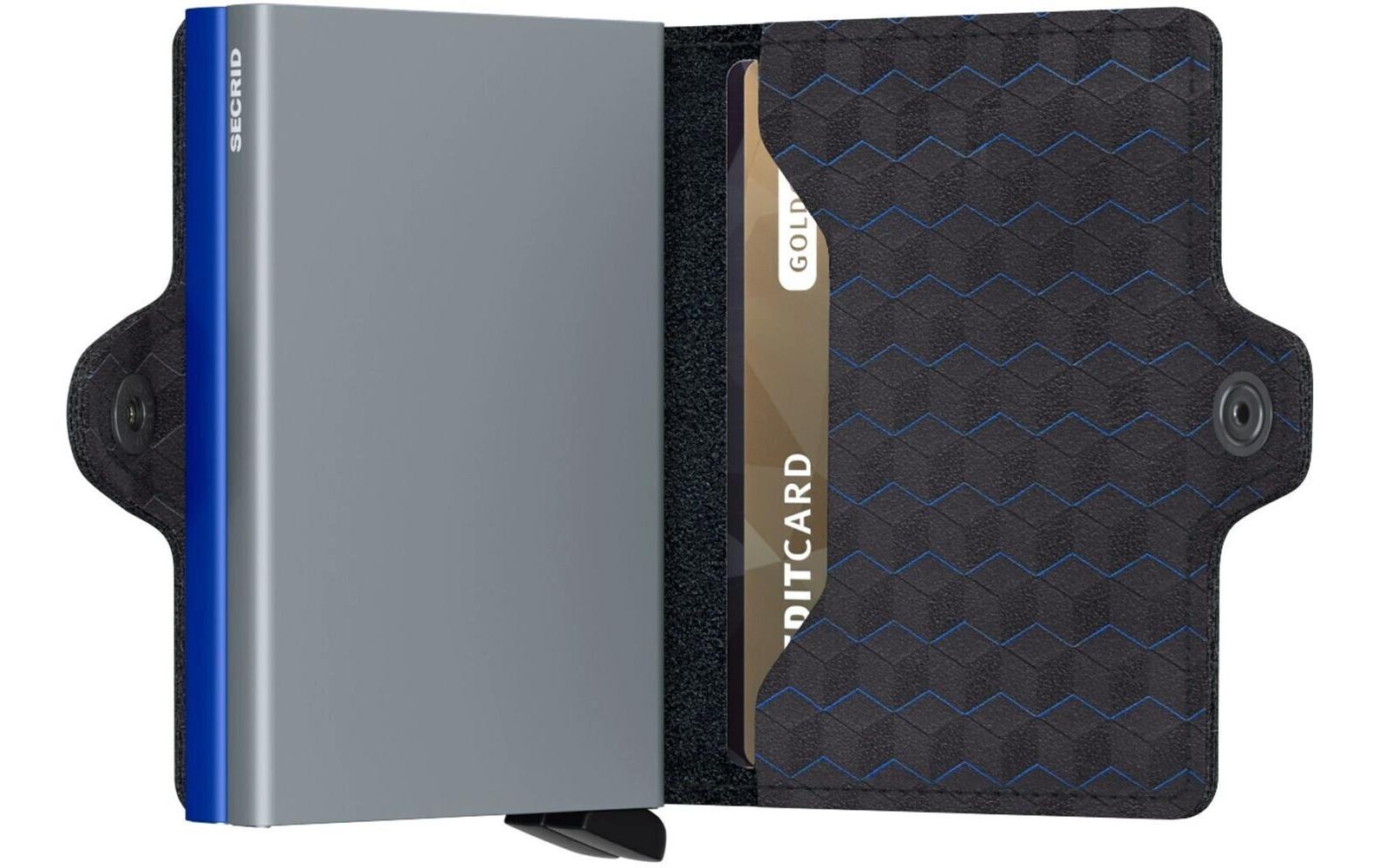 Secrid Twinwallet Kartenetui – RFID-Schutz, 16 Karten – 70×25×102 mm – Aluminium, Leder – Blau
