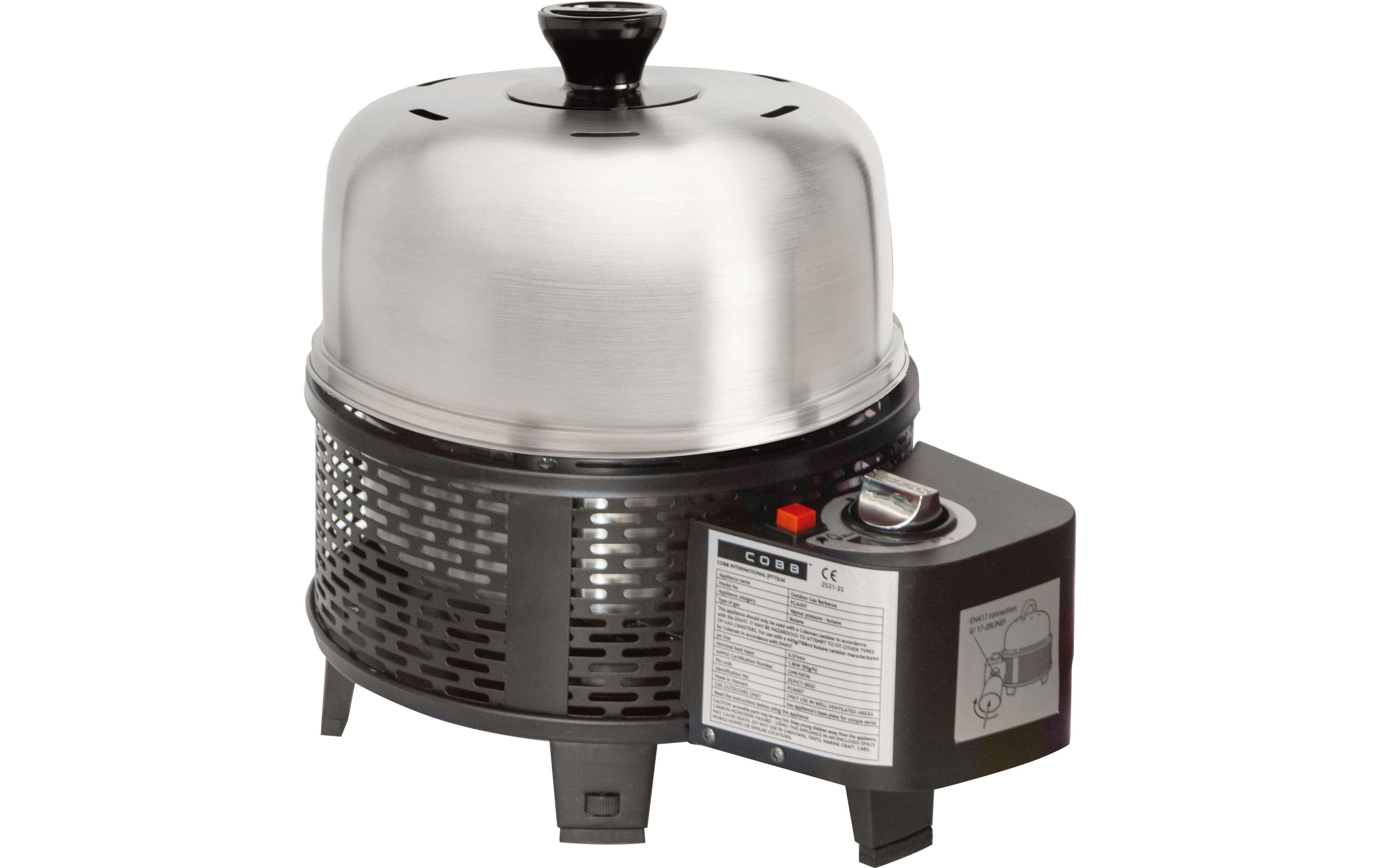 Cobb Gasgrill Pro – 42,5 × 32 × 39 cm, Gas, Grillplatte – Schwarz/Silber