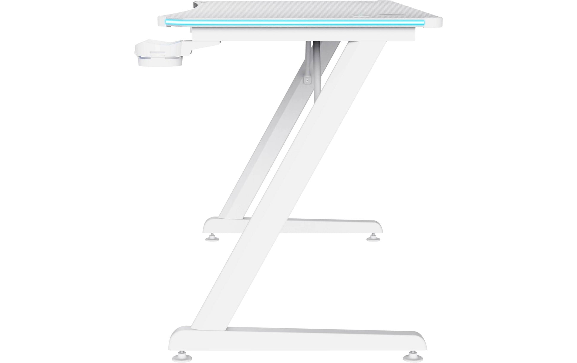 Trust GXT709W Luminus – Rollbarer Computertisch, 1'200×600×740 mm, RGB-LED-Beleuchtung, bis 150 kg, Weiss