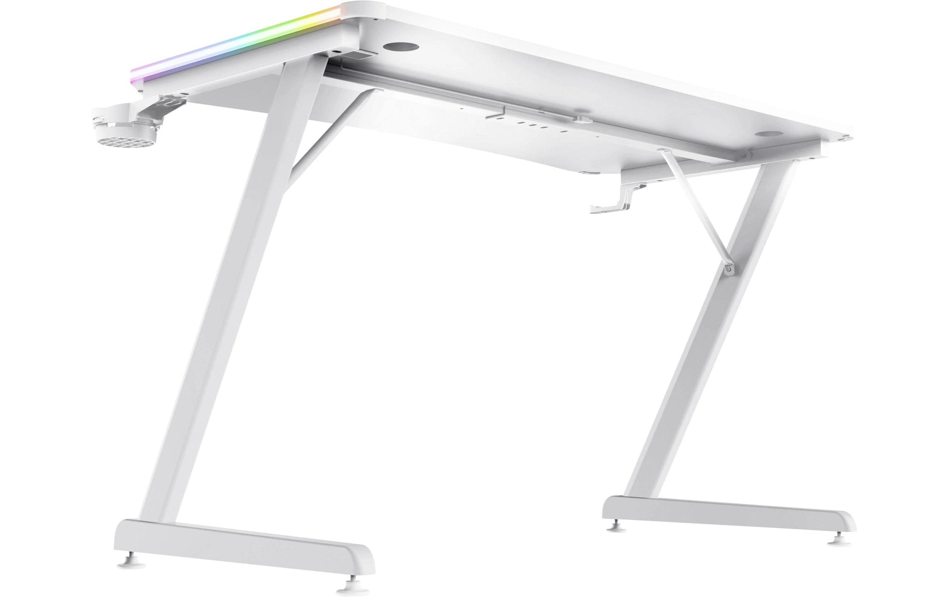 Trust GXT709W Luminus – Rollbarer Computertisch, 1'200×600×740 mm, RGB-LED-Beleuchtung, bis 150 kg, Weiss