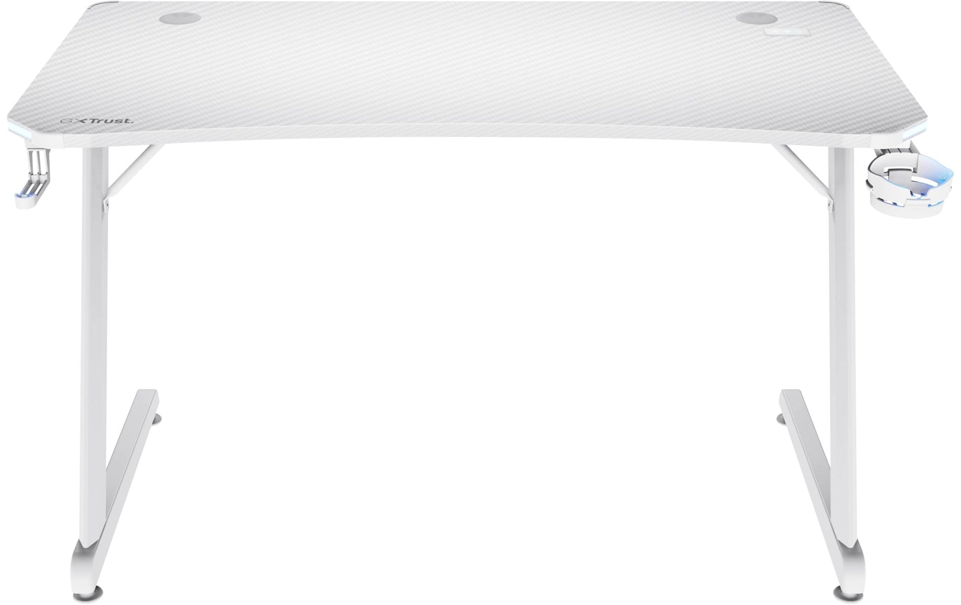Trust GXT709W Luminus – Rollbarer Computertisch, 1'200×600×740 mm, RGB-LED-Beleuchtung, bis 150 kg, Weiss