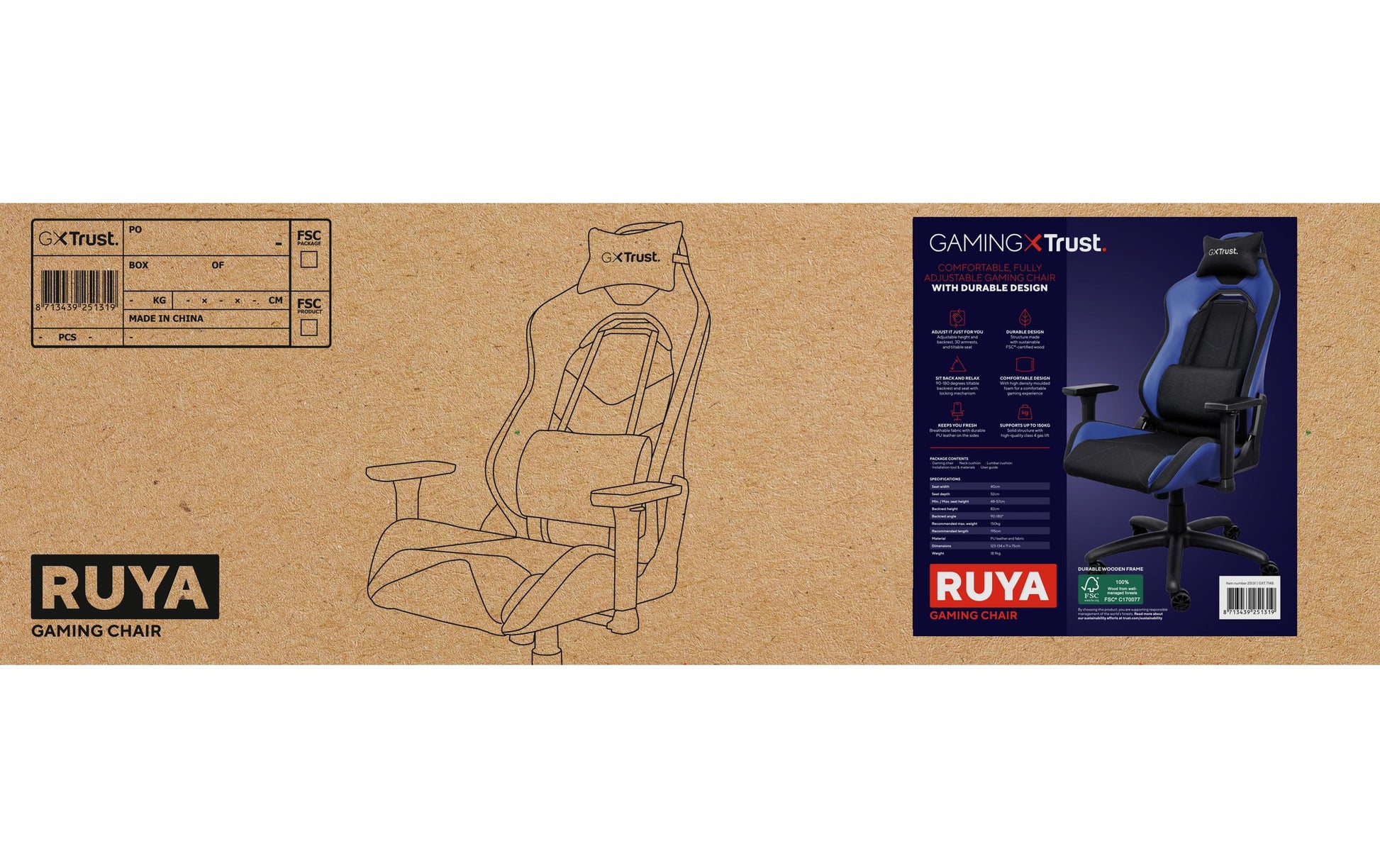 Trust Konferenzstuhl GXT 714B Ruya – 71×75×134 cm, Blau