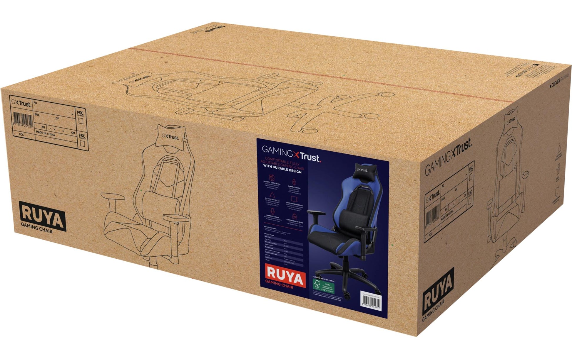 Trust Konferenzstuhl GXT 714B Ruya – 71×75×134 cm, Blau
