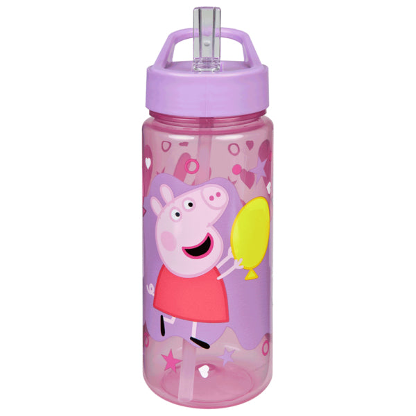 Scooli Kindertrinkflasche 500 ml – mit Strohhalm, Kunststoff, Peppa Pig