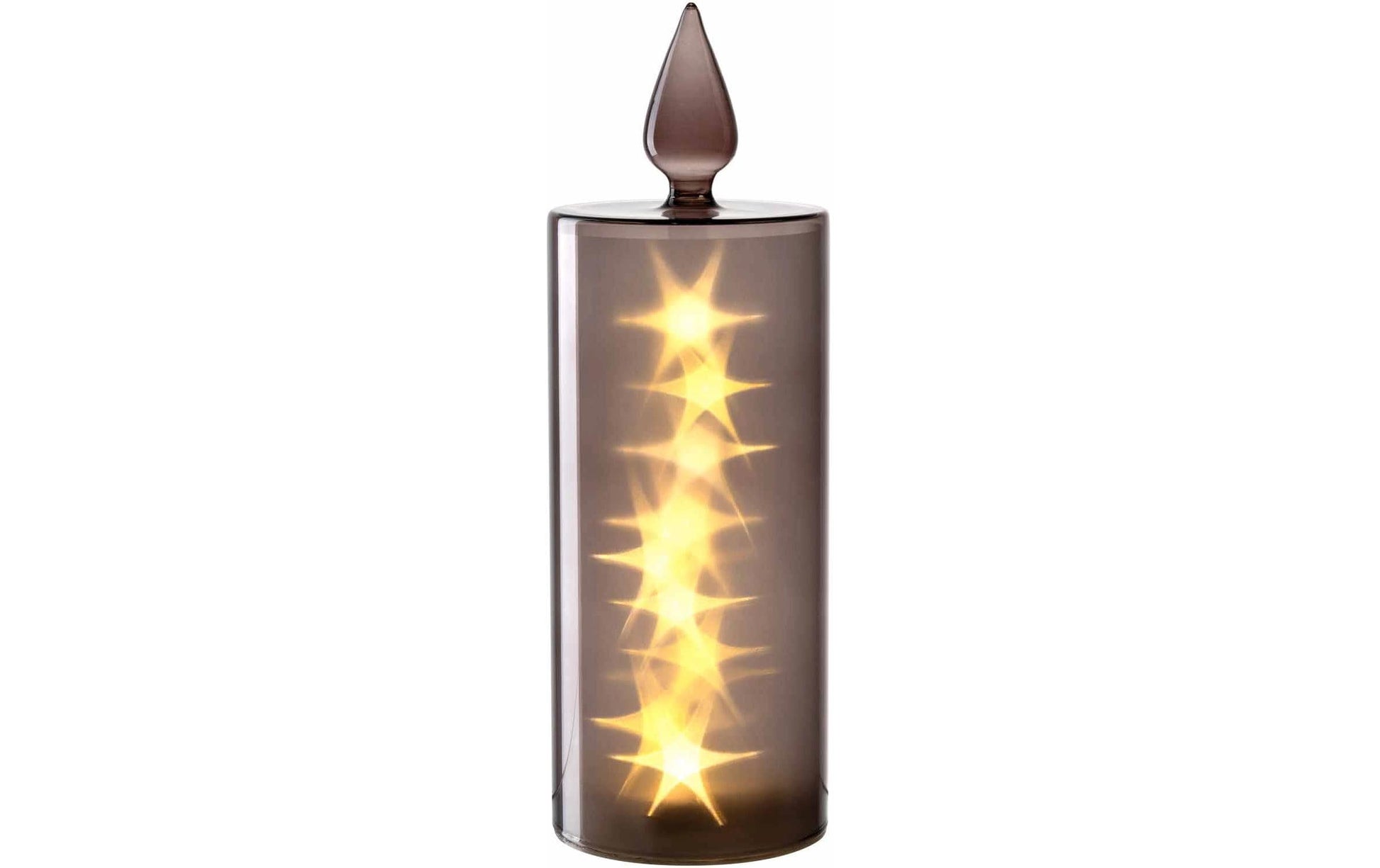 LEONARDO LED-Kerze Silenzio 27 – Ø 9,5 × 29,5 cm, Batteriebetrieben (3× AA), Grau