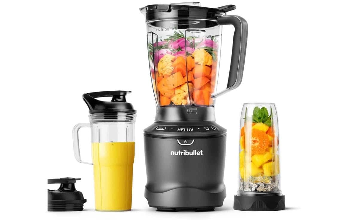 NutriBullet Smoothie-Mixer NBF550DG – 1,8 l, 1500 W, spülmaschinenfeste Teile – Dunkelgrau