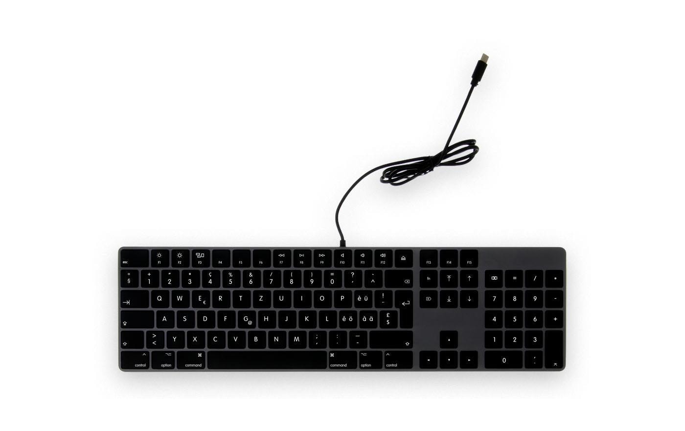 LMP KB-1843 – Tastatur, kabelgebunden (USB-C), CH-Layout (DE-CH), Fullsize (mit Ziffernblock), USB-Hub