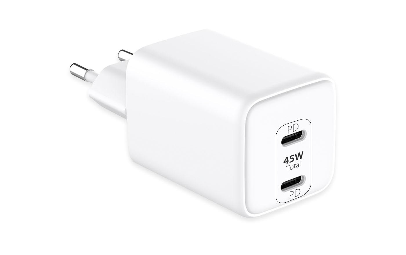 LMP Netzladegerät – 45 W, 2× USB-C, GaN, PD 3.0, PPS, weiss