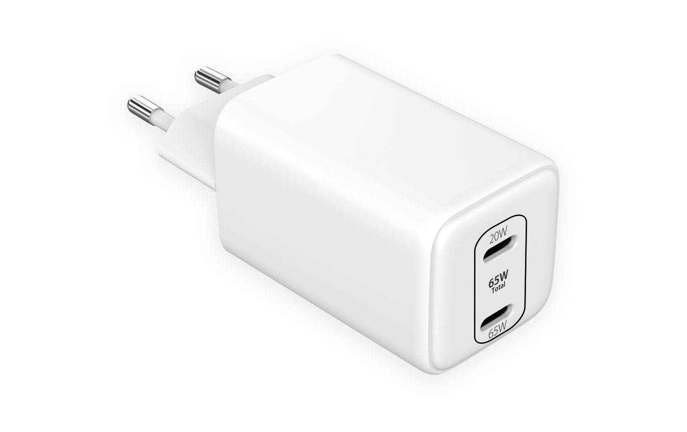 LMP 28320 USB-Ladegerät 65 W – USB-C×2 – PD 3.0, PPS, QC 4+, GaN, EU-Stecker (Typ C) – Weiss