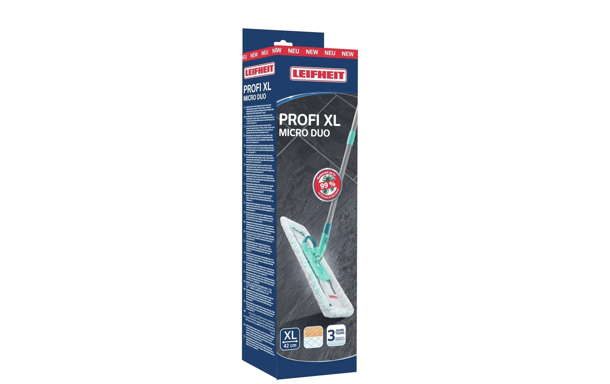 Leifheit Profi XL micro duo 55019 – Bodenwischer – Wischbreite 42 cm, Silber