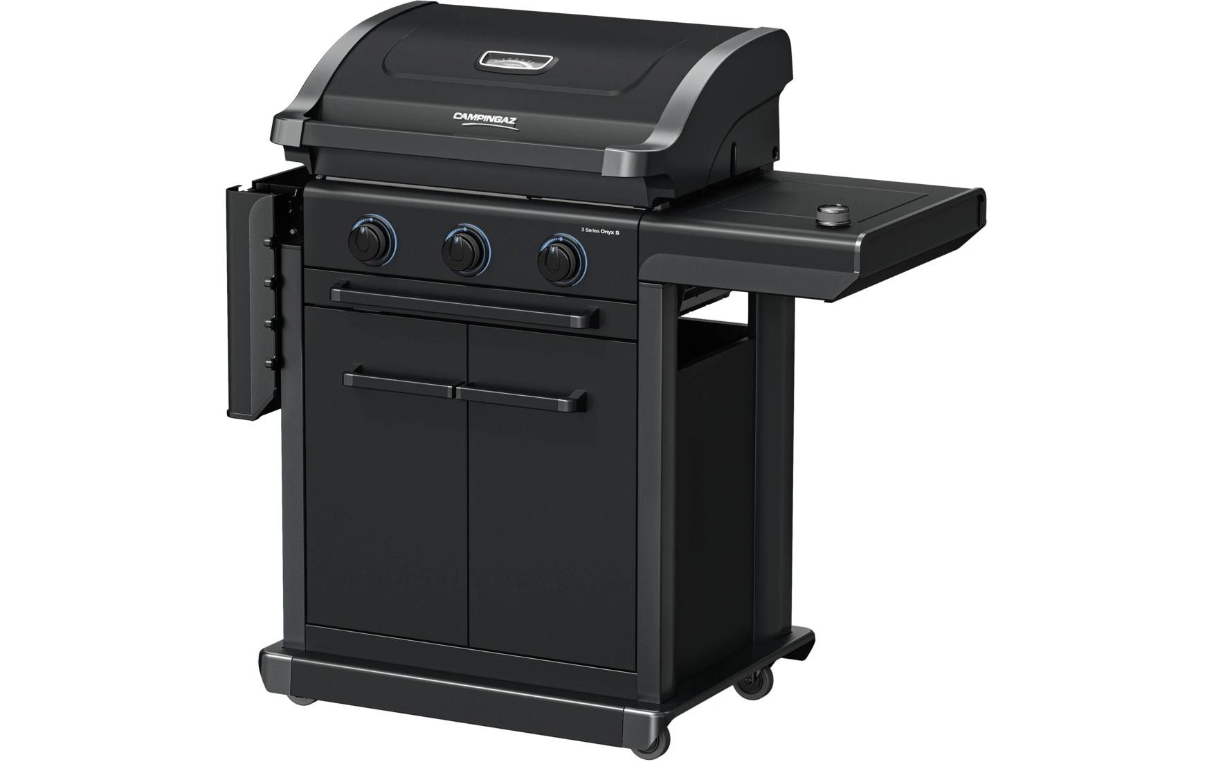 Campingaz Gasgrill 3 Series Onyx – 3 Brenner, 7500 W, Kochfläche 61×35 cm, Seitenkochstelle – schwarz