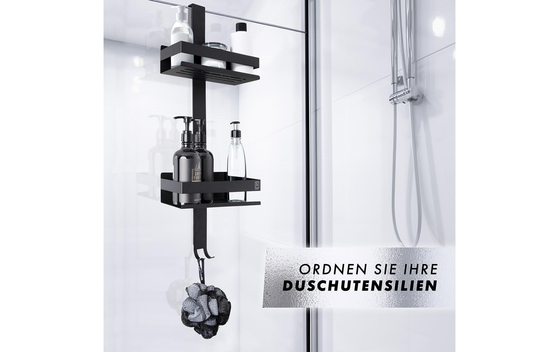Benkstein Seifenhalter (Wand) – Edelstahl, zum Hängen, 13×31,5 cm, Schwarz