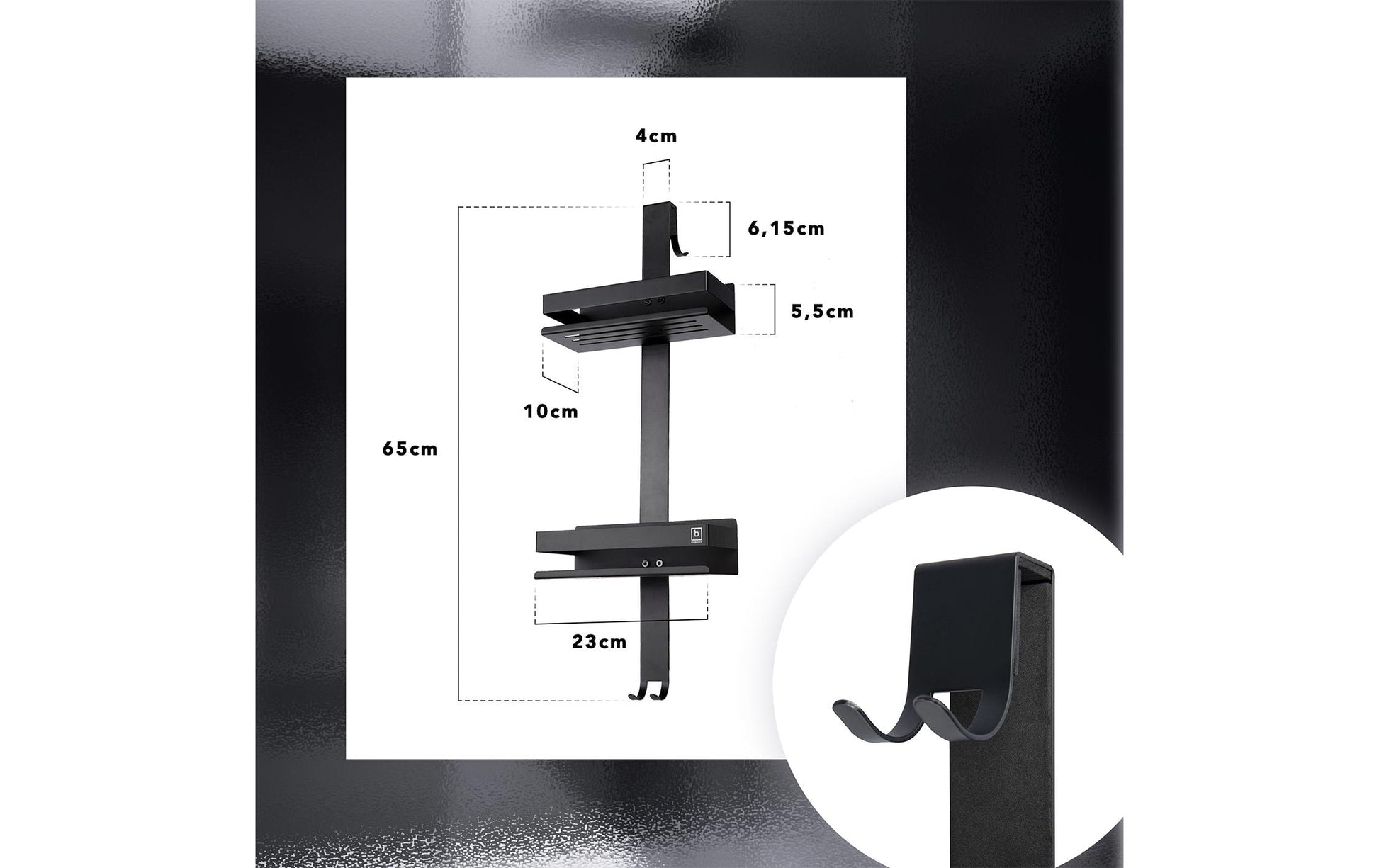 Benkstein Seifenhalter (Wand) – Edelstahl, zum Hängen, 13×31,5 cm, Schwarz