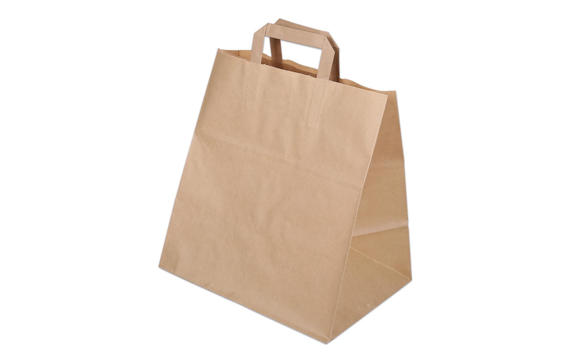 Elco Tragetasche, braun, mit Flachhenkeln – 320 × 220 × 340 mm – 50 Stk.
