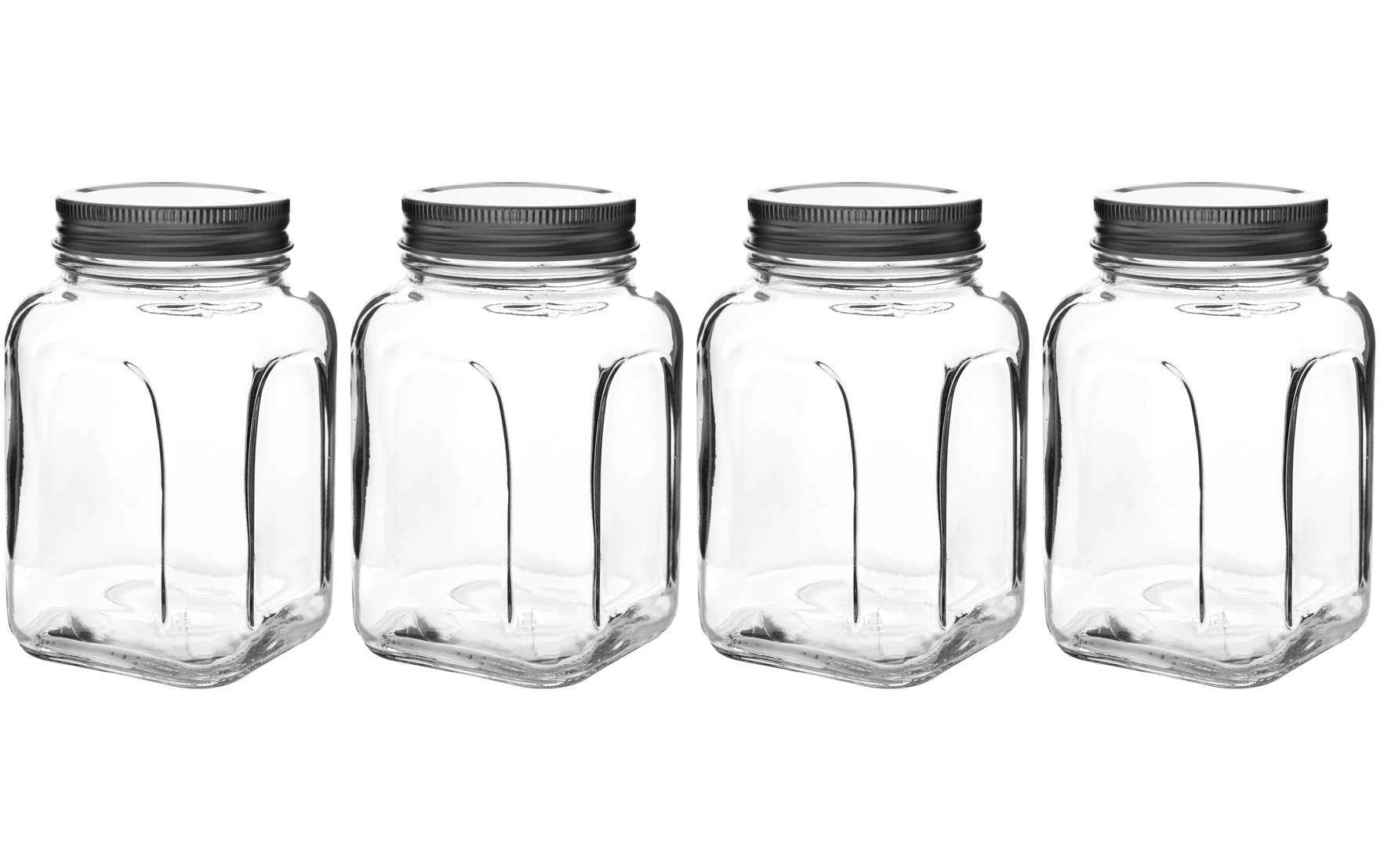 Hermia Vorratsgläser – 4er Set, 660 ml, Glas, Transparent, mit Deckel