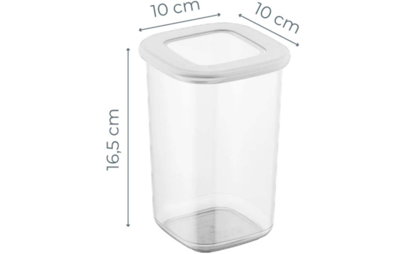 Hermia Vorratsdose 1,2 l, 10 × 10 × 16,5 cm, Polypropylen (PP), transparent/weiss