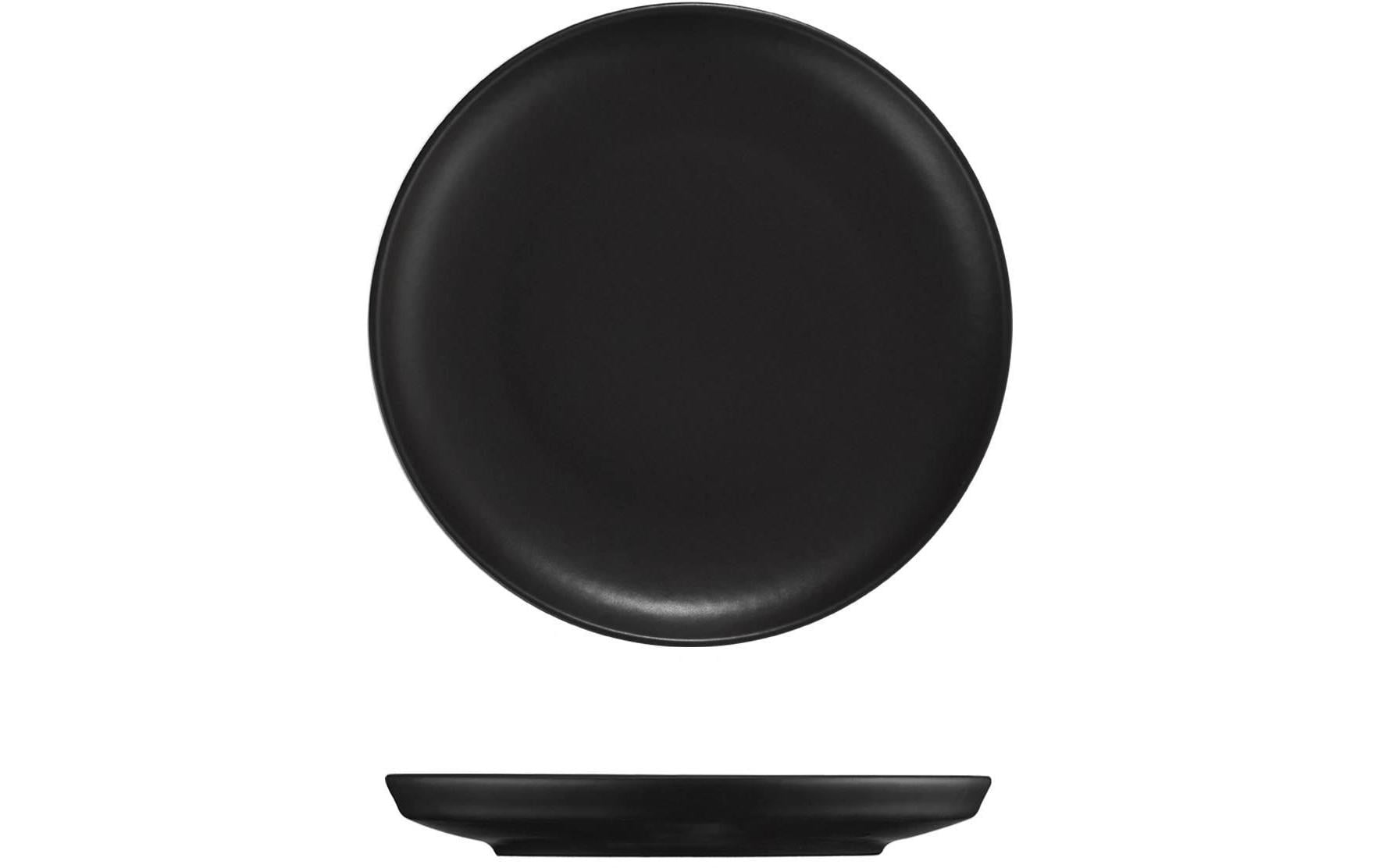 Hermia Geschirrset – 18-teiliges Set, Ø 20 cm, Porzellan, Schwarz, spülmaschinenfest, mikrowellengeeignet