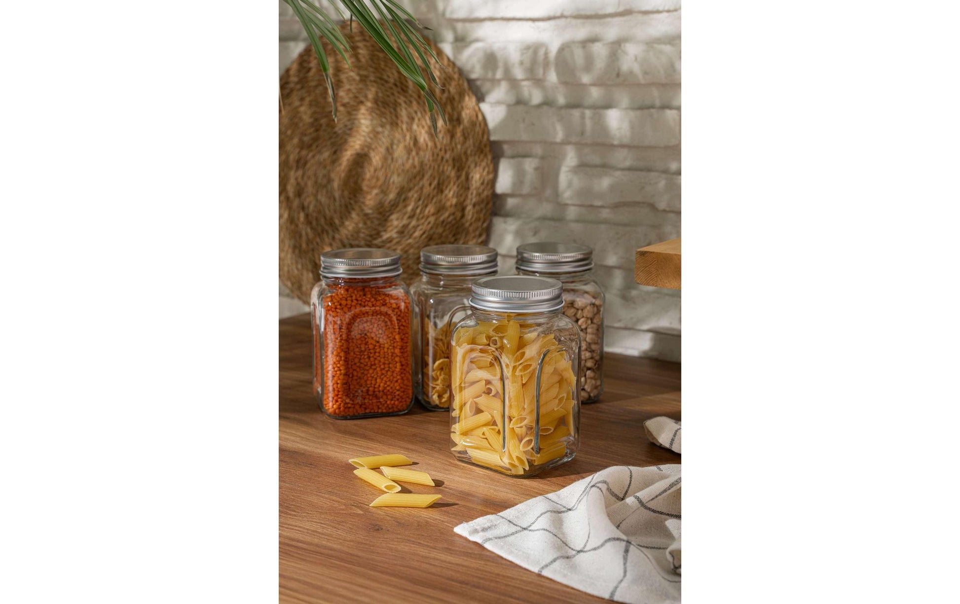 Hermia Vorratsgläser – 4er Set, 660 ml, Glas, Transparent, mit Deckel