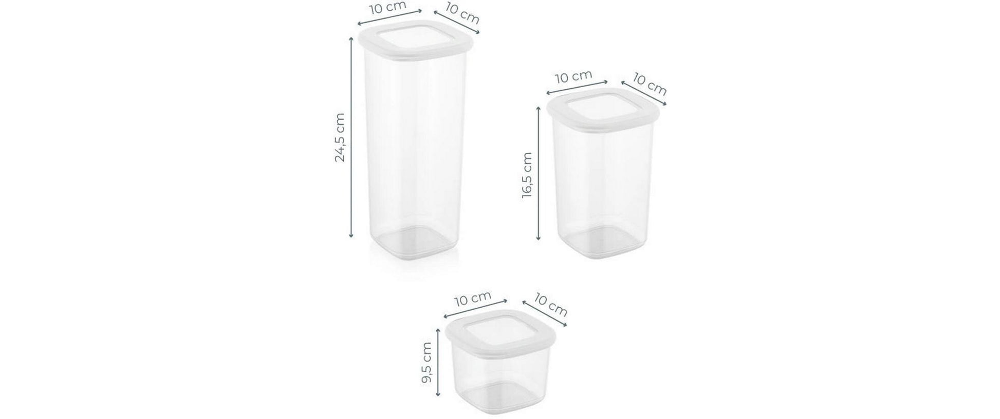 Hermia Vorratsdose 550 ml, 1,2 l, 1,8 l, Polypropylen (PP), Weiss, 3-teilig