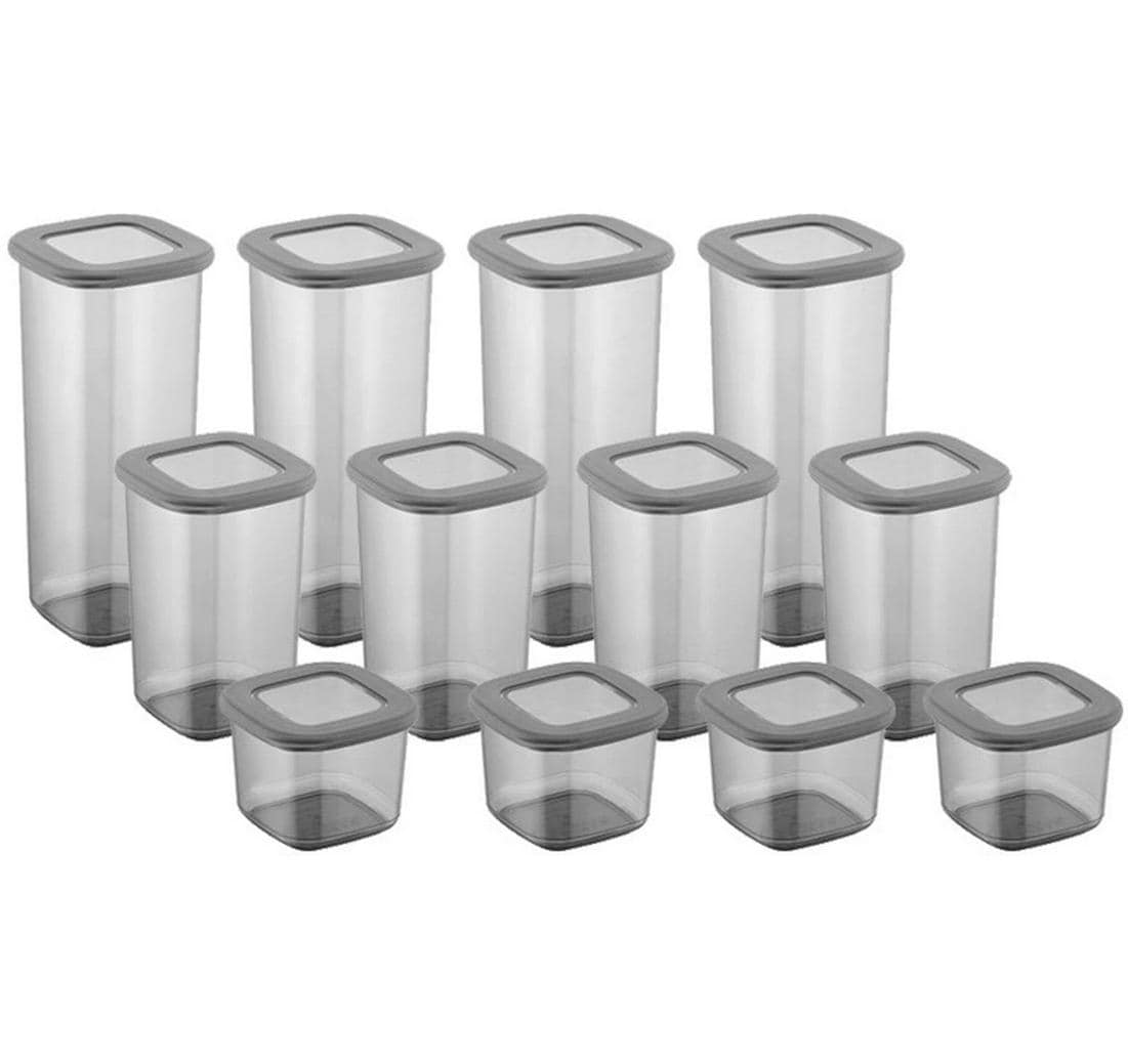 Hermia Vorratsdose 3er-Set, 1,75 l/1,2 l/550 ml, Polypropylen (PP), Grau/Transparent