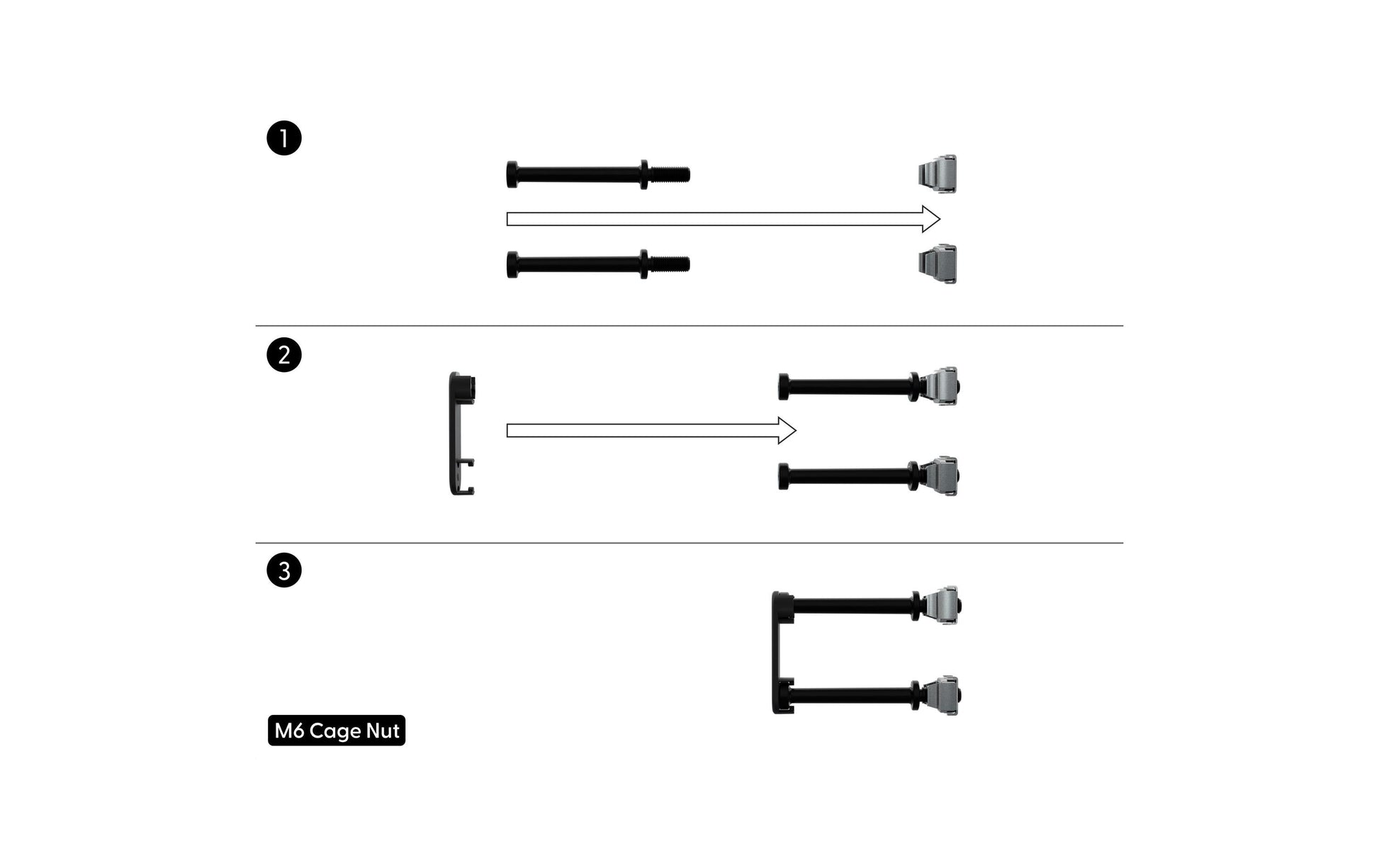 PATCHBOX 19" Rangierpanel, Rack-Montage, 24er-Pack, Polyoxymethylen (POM)/Stahl – für M6 Cage Nuts – Schwarz