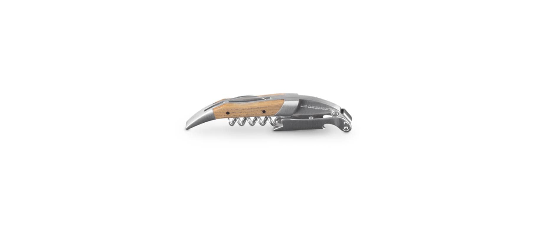 Le Creuset Kellnermesser – 12,8 × 3,6 × 1,5 cm, Edelstahl/Eiche, Beige
