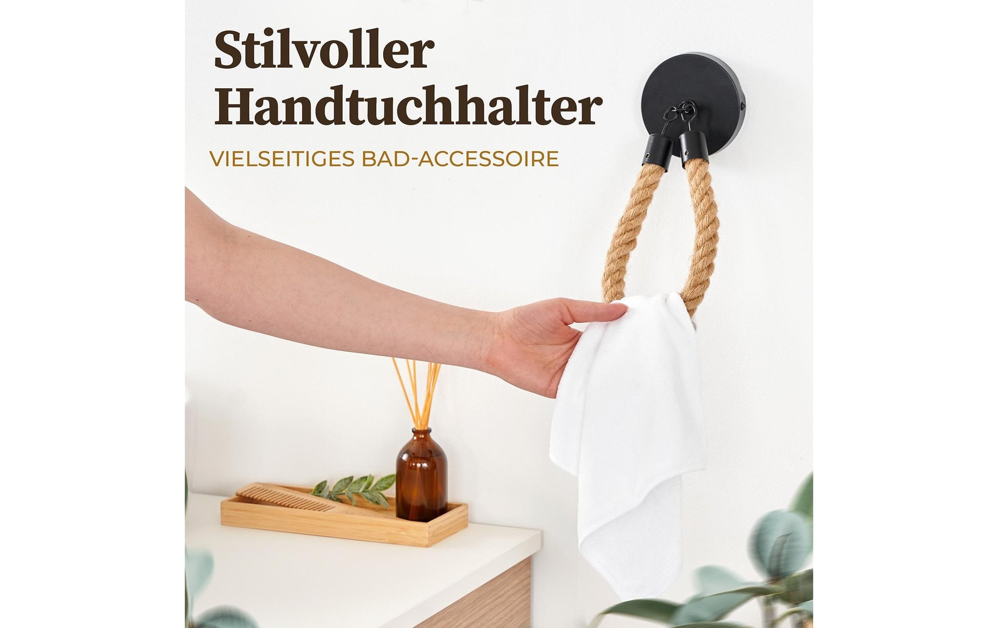 Hennez Toilettenpapierhalter – Bambus, Braun, Wandmontiert, Klebend, für 1 Rolle, 22 × 9,8 cm