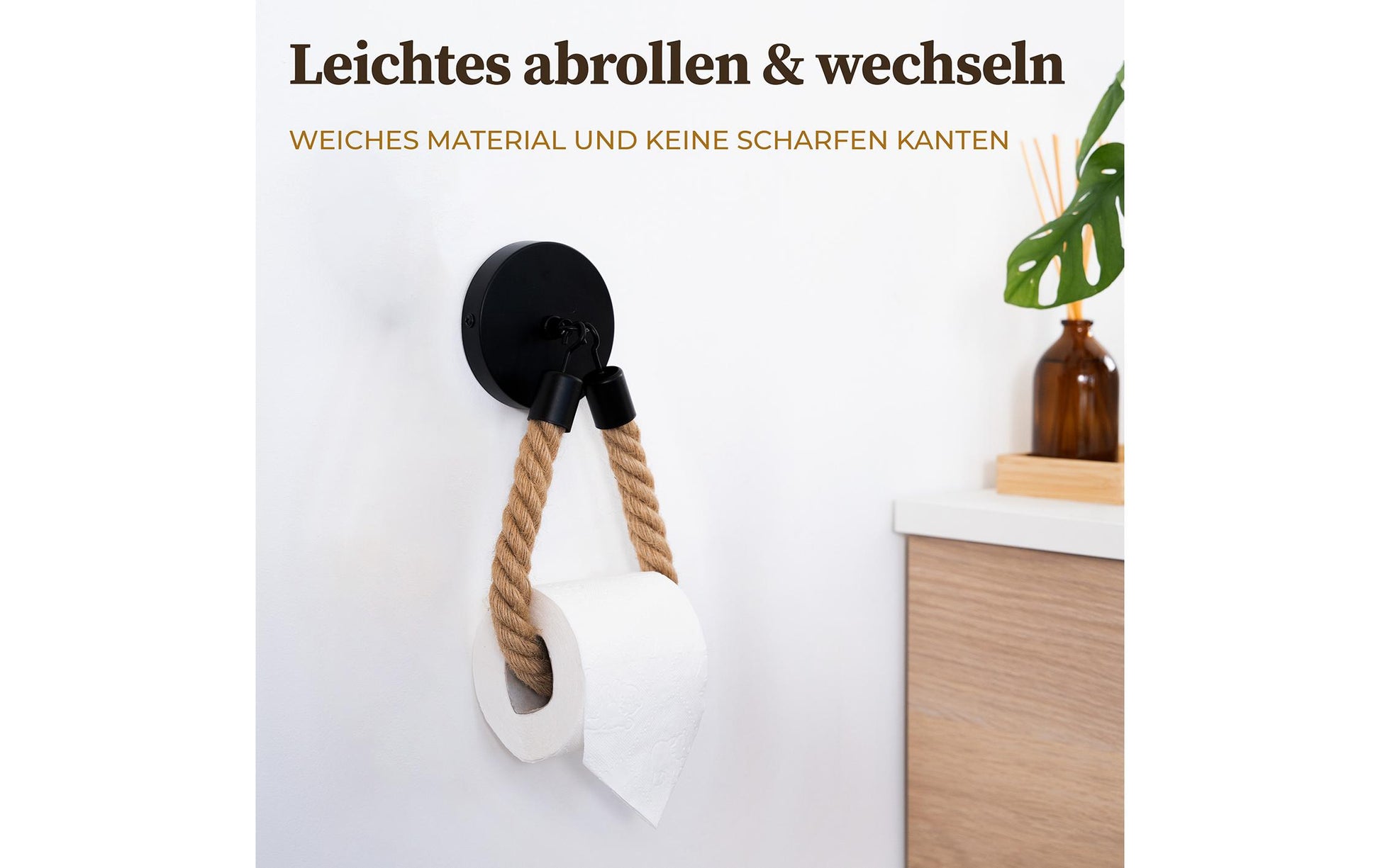 Hennez Toilettenpapierhalter – Bambus, Braun, Wandmontiert, Klebend, für 1 Rolle, 22 × 9,8 cm