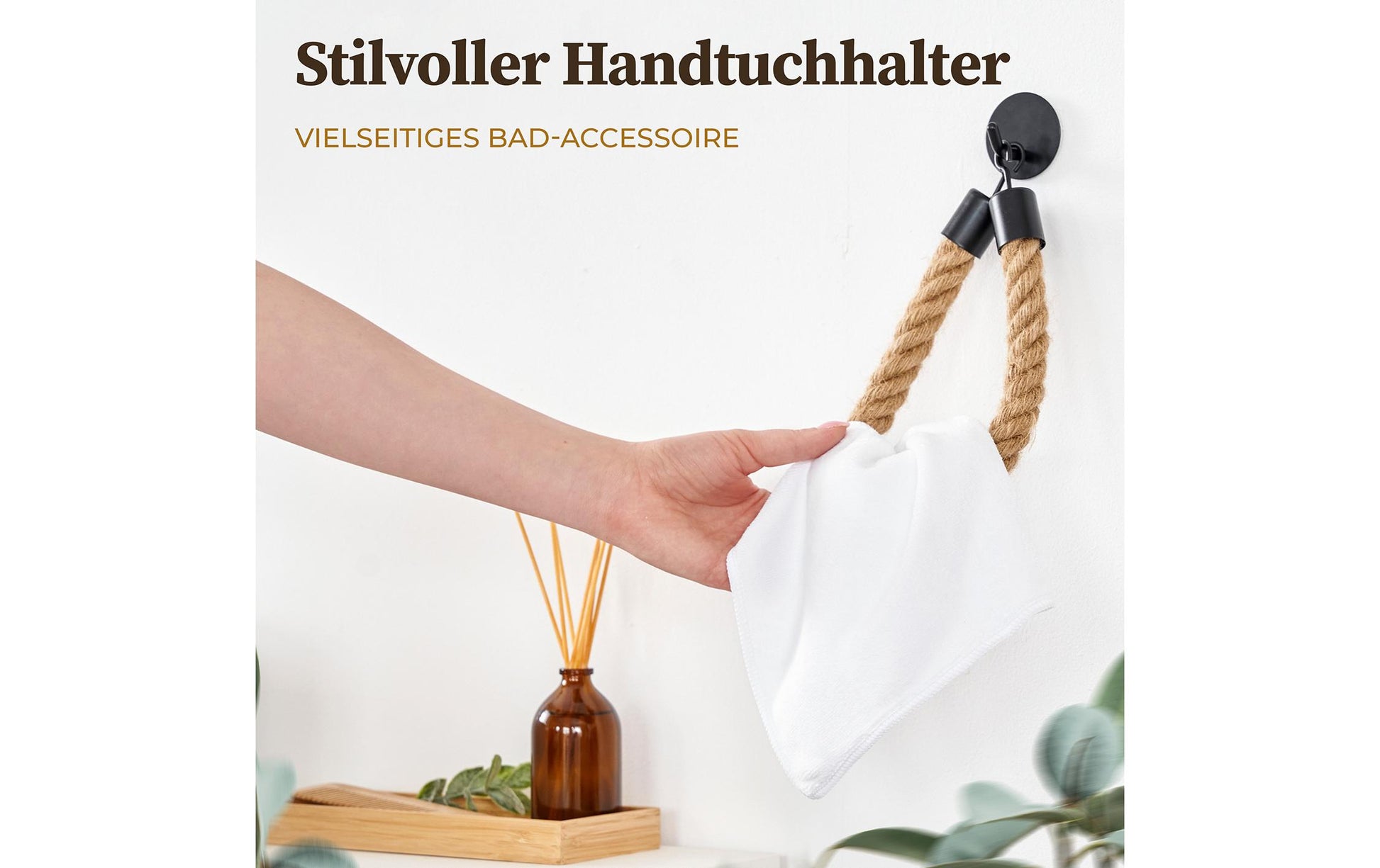 Hennez Toilettenpapierhalter – Bambus, Braun, Klebend, Wandmontiert, 22 × 4,5 cm