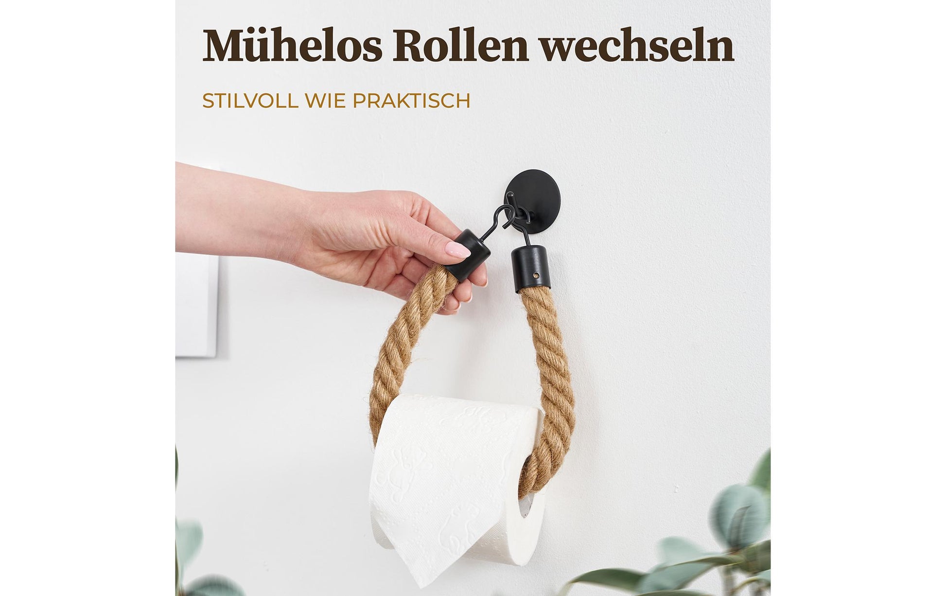 Hennez Toilettenpapierhalter – Bambus, Braun, Klebend, Wandmontiert, 22 × 4,5 cm