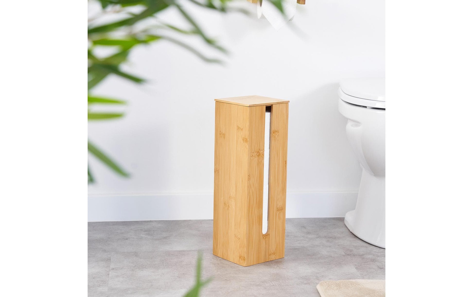Hennez Toilettenpapierständer – Bambus, Braun, für 4 Rollen, H 42 cm, Ø 13,5 cm