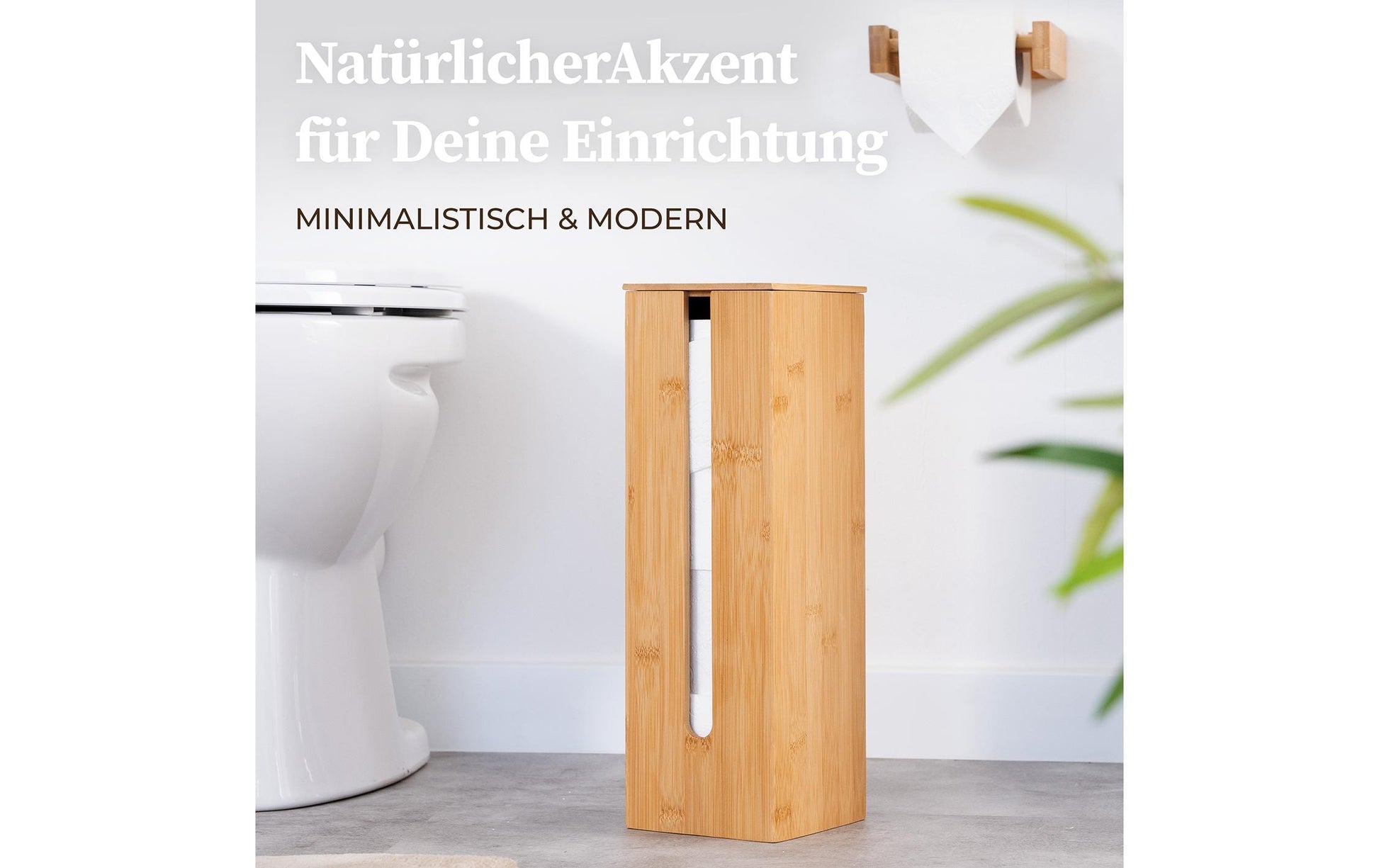 Hennez Toilettenpapierständer – Bambus, Braun, für 4 Rollen, H 42 cm, Ø 13,5 cm