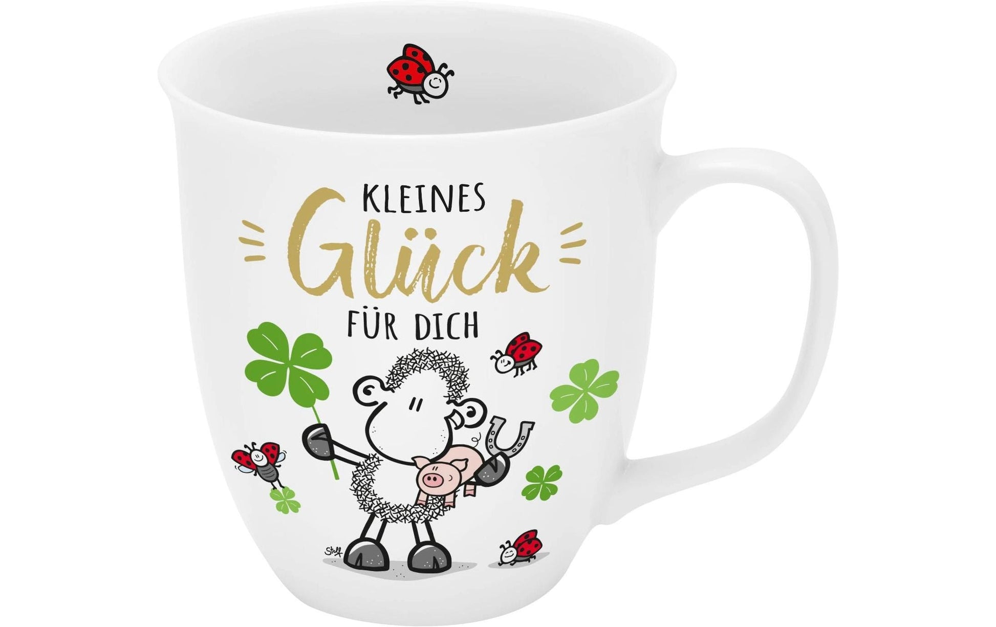 Sheepworld Tasse Glück – 400 ml, Ø 9,0 cm, H 10,0 cm, Keramik, Weiss