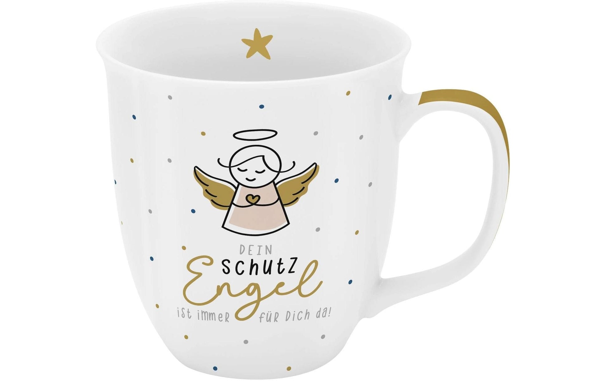 Sheepworld Tasse Engel – 400 ml, Ø 9,0 cm, H 10,0 cm, Porzellan, Weiss/Gold