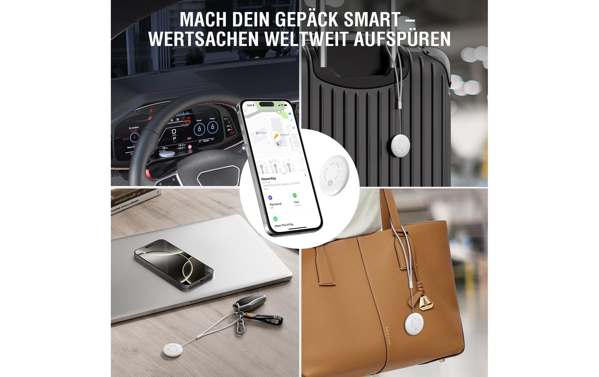 4smarts Navigationszubehör SkyTag Plus 4er – für Apple Find My-App, Weiss