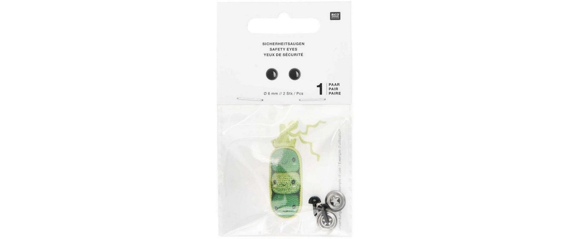 Rico Design Sicherheitsaugen, Schwarz, Ø 6 mm, 2 Stk., 501307