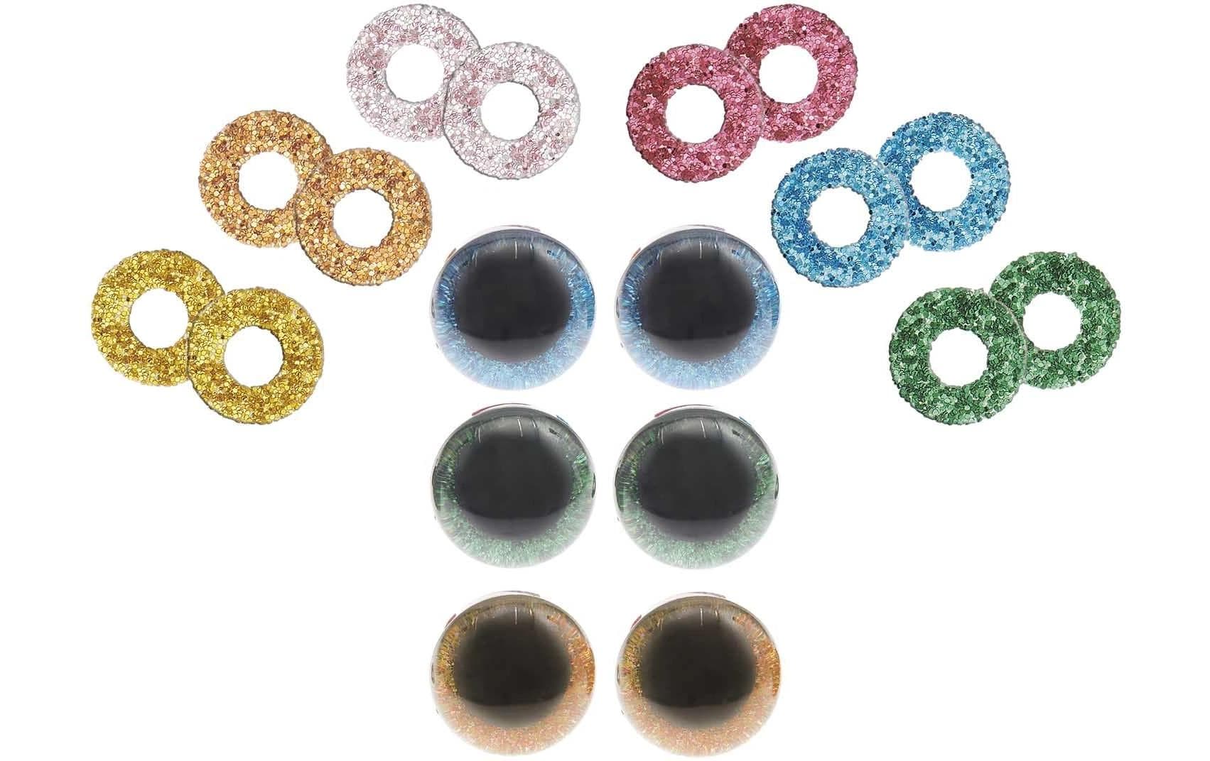 Rico Design Sicherheitsaugen, 12 mm, Karte 6 Stk, Gelb/Grün