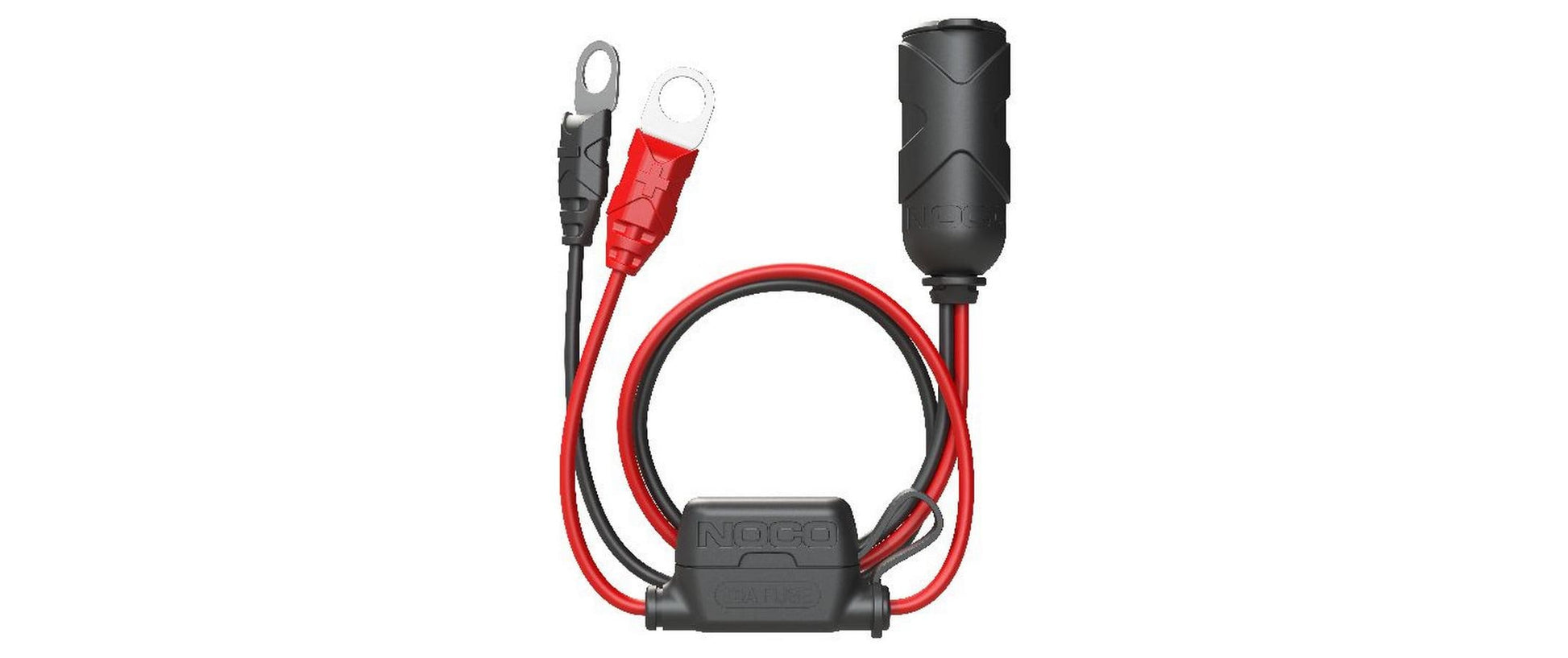 NOCO Adapterkabel, Zigarettenanzünder zu M10-Ringkabelschuh, 0,71 m – für GC003, GC019, GC020 – schwarz/rot