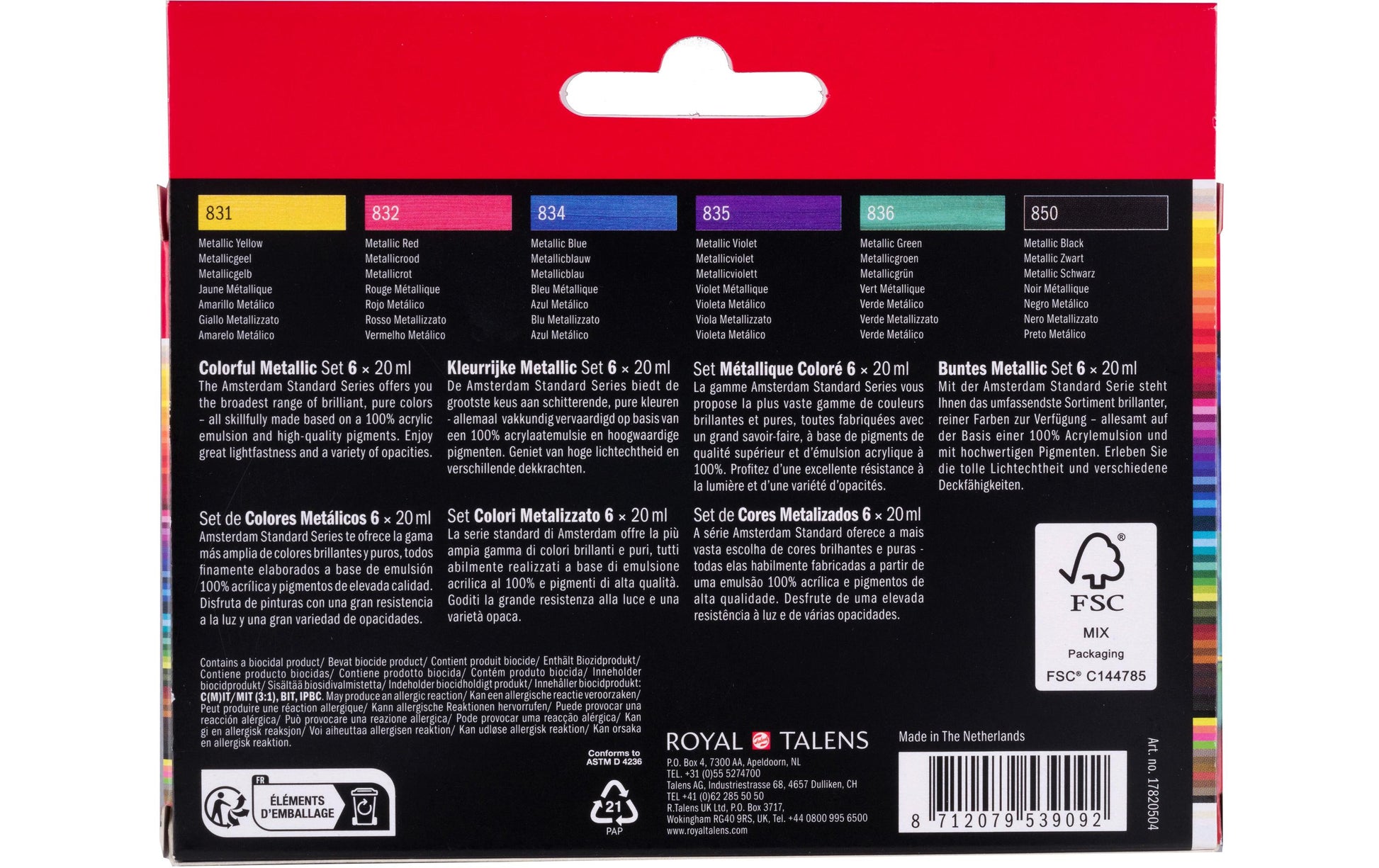 Amsterdam Acrylfarbe – Set – 6 Farben, 6 × 20 ml