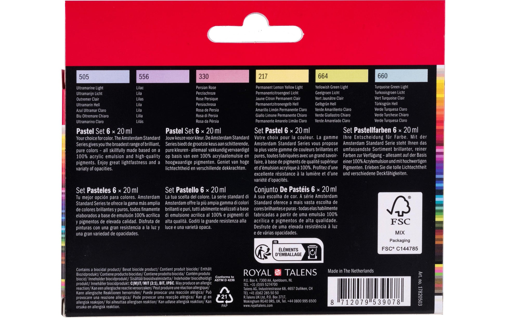Amsterdam Acrylfarbe – Set – 6 Farben, 6 × 20 ml