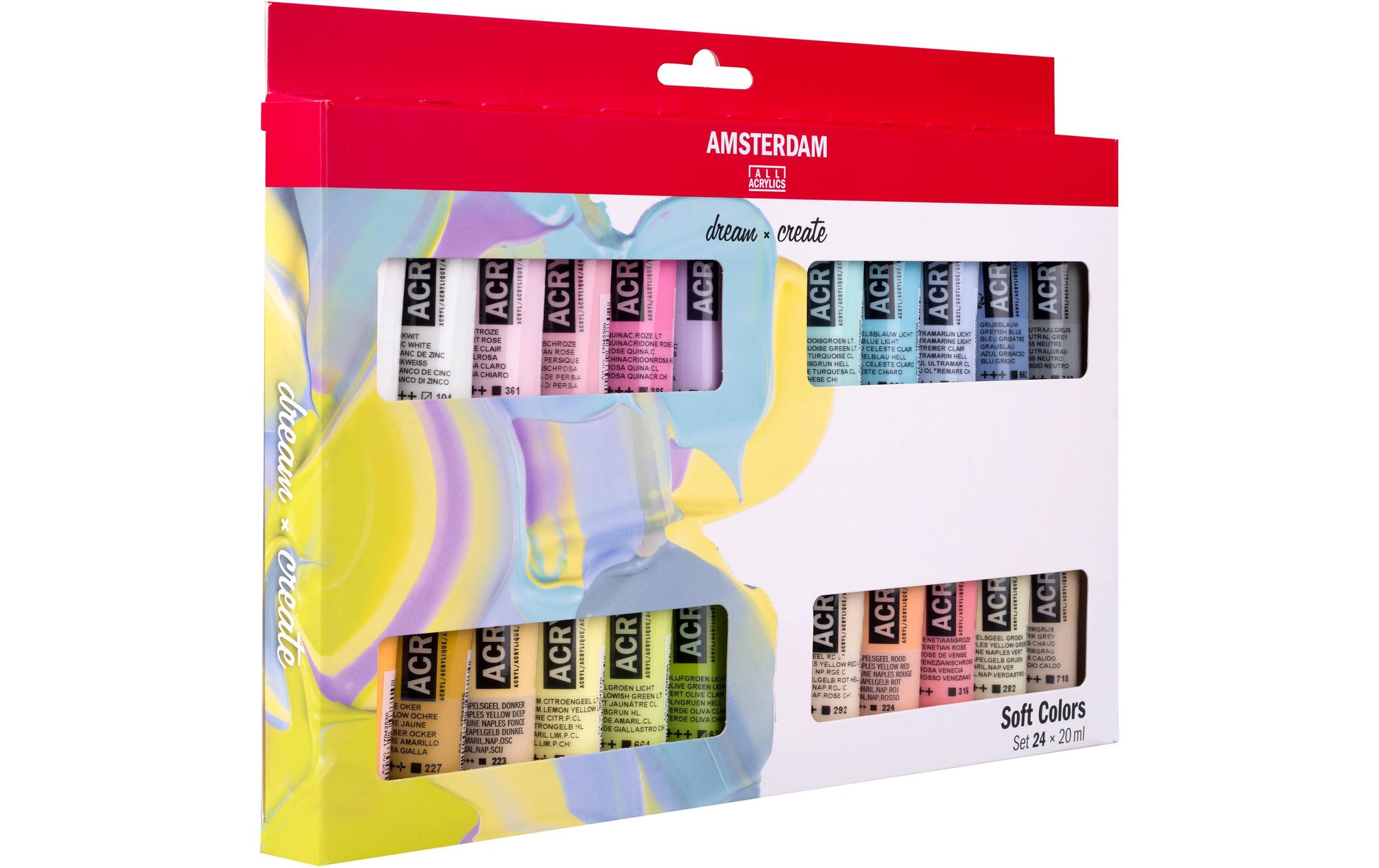 Amsterdam Acrylfarbe – Mehrfarbig, seidenmatt – 24 Farben – 24×20 ml (480 ml) – für Papier, Holz, Stein
