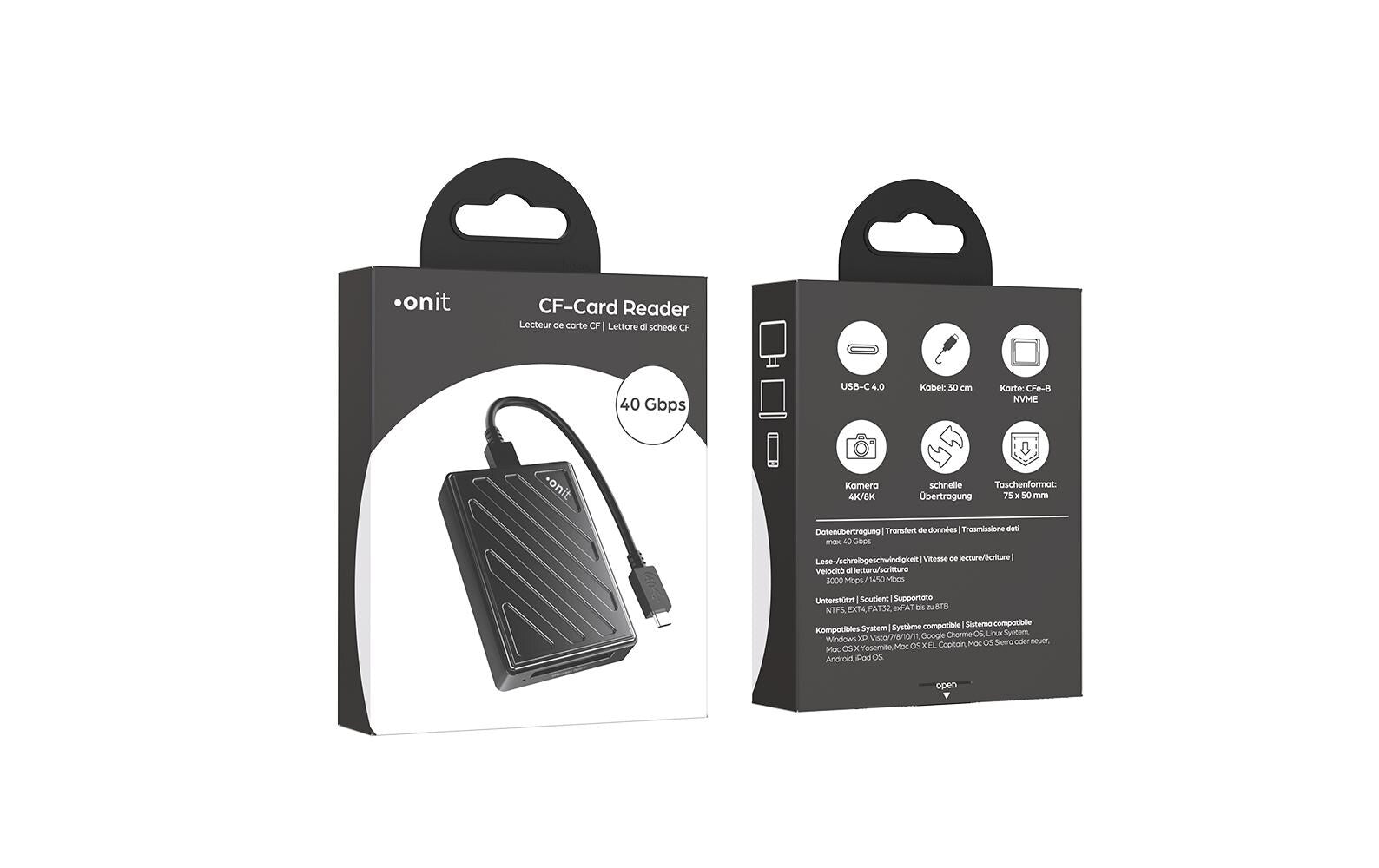 ONIT F02807 Kartenleser – CFexpress Typ B – USB‑C (USB4) 40 Gbit/s