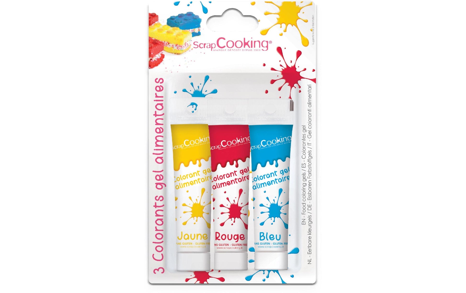 ScrapCooking Lebensmittelfarbe, Gel, Blau, Rot, Gelb – 3×20 g