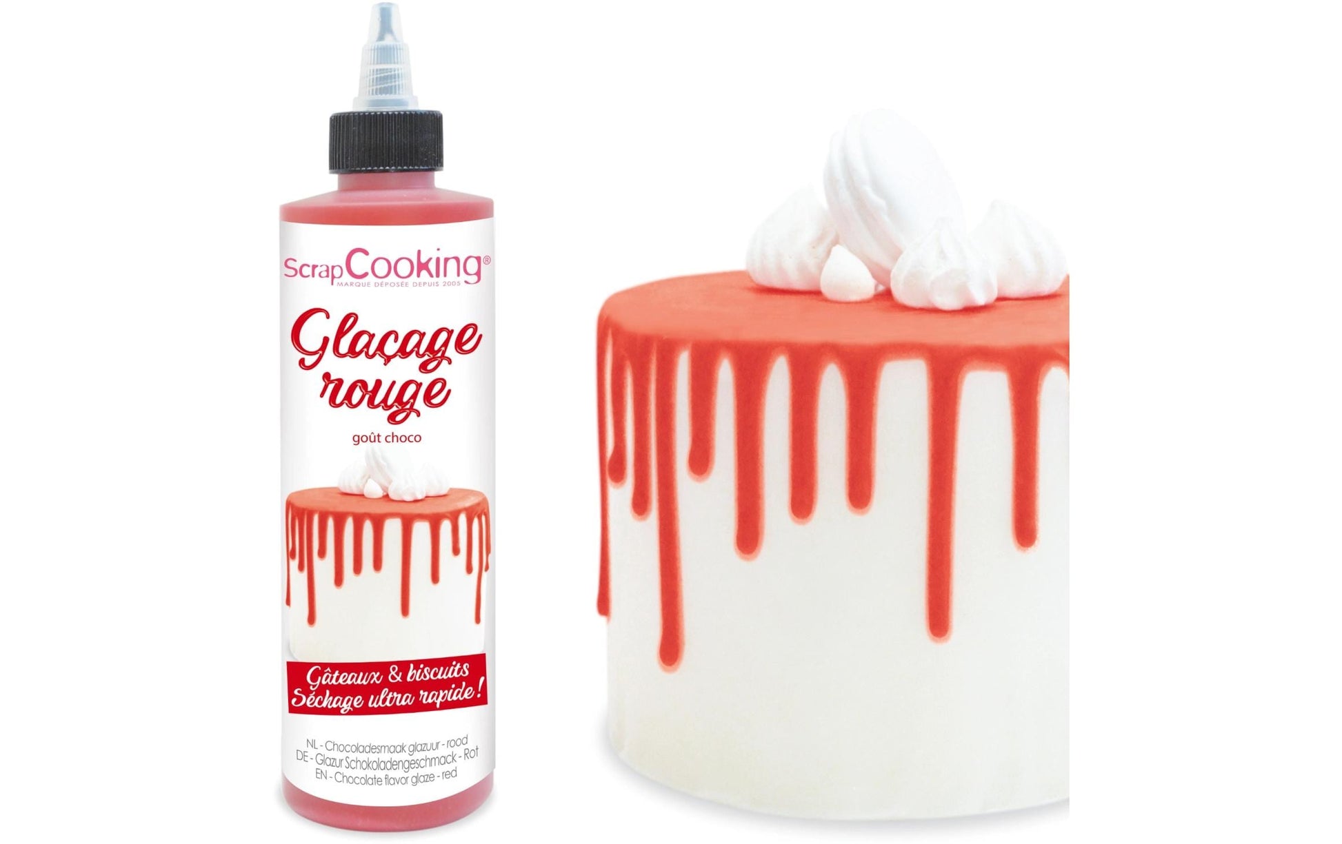 ScrapCooking Zuckerguss, Schokolade, Rot, Tube – 130 g