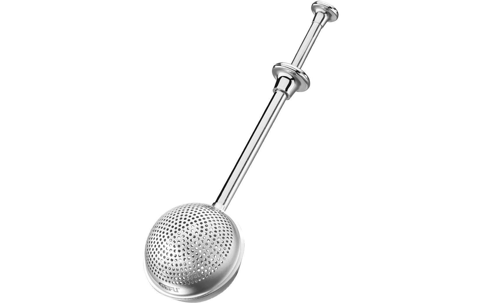 GEFU T-BALL – Teesieb Ø 5 × 17,5 cm, Kunststoff/Edelstahl, Silber